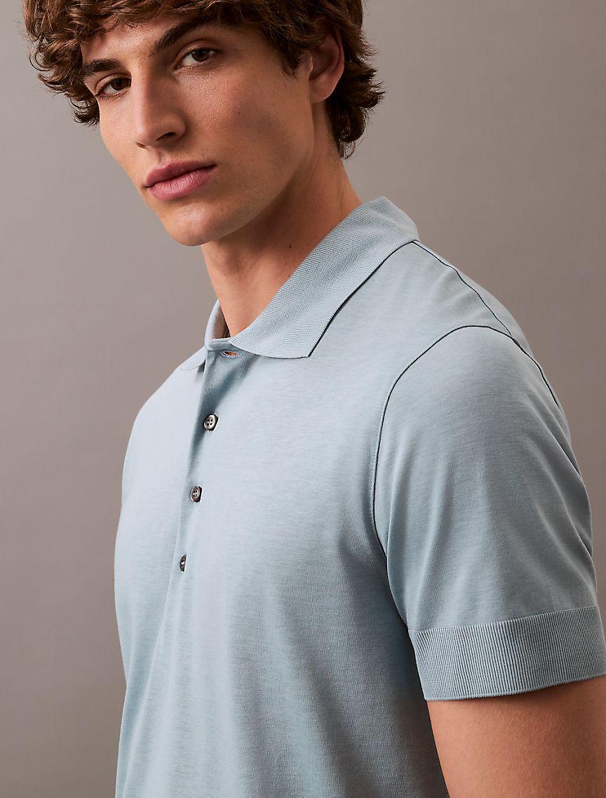 Fine Knit Lyocell Blend Polo Shirt Product Image