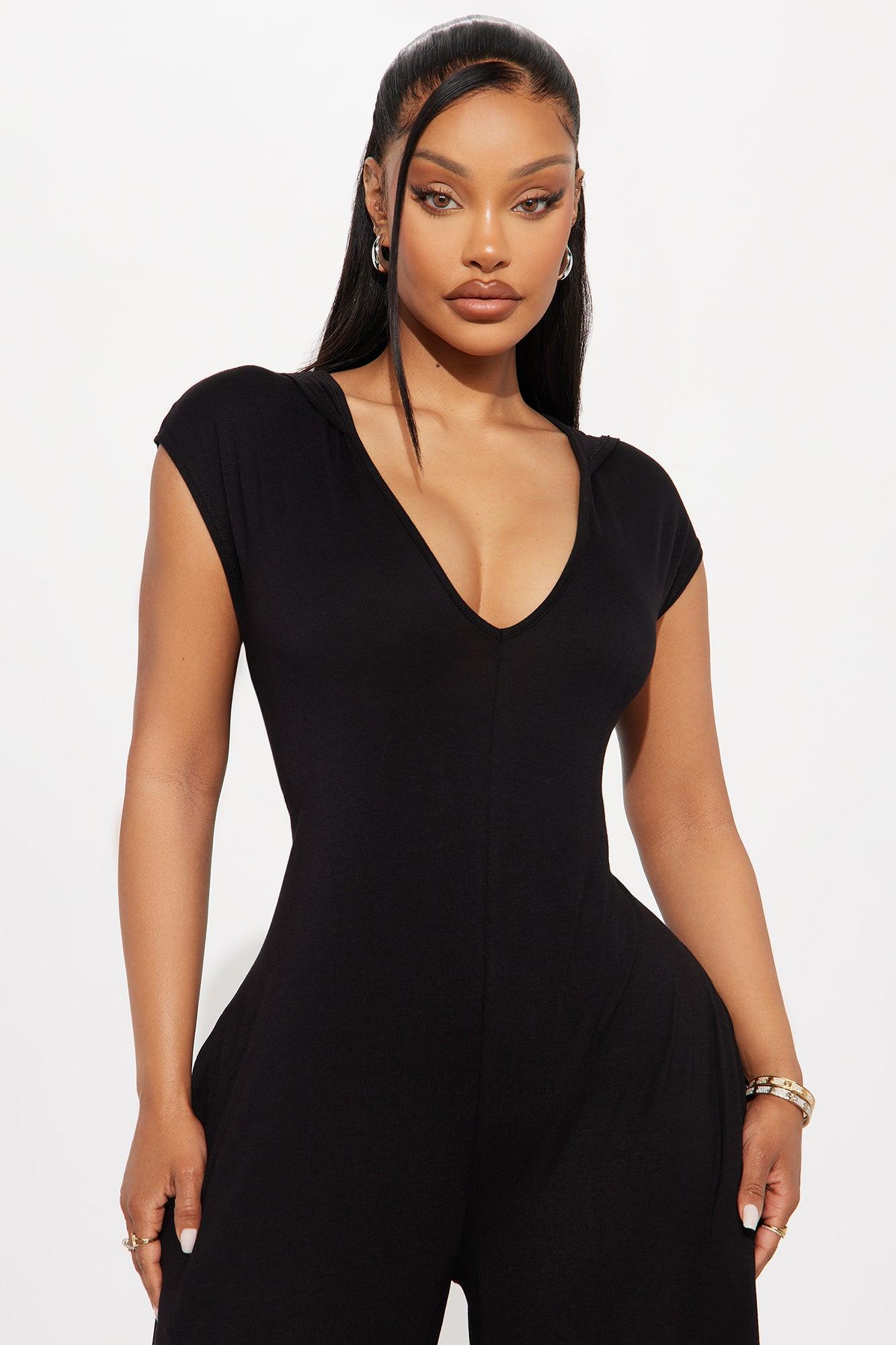 Nayali Knit Hooded Jumpsuit - Black Female Product Image