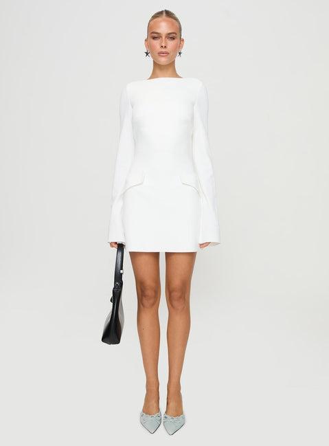 Carters Long Sleeve Mini Dress White Product Image