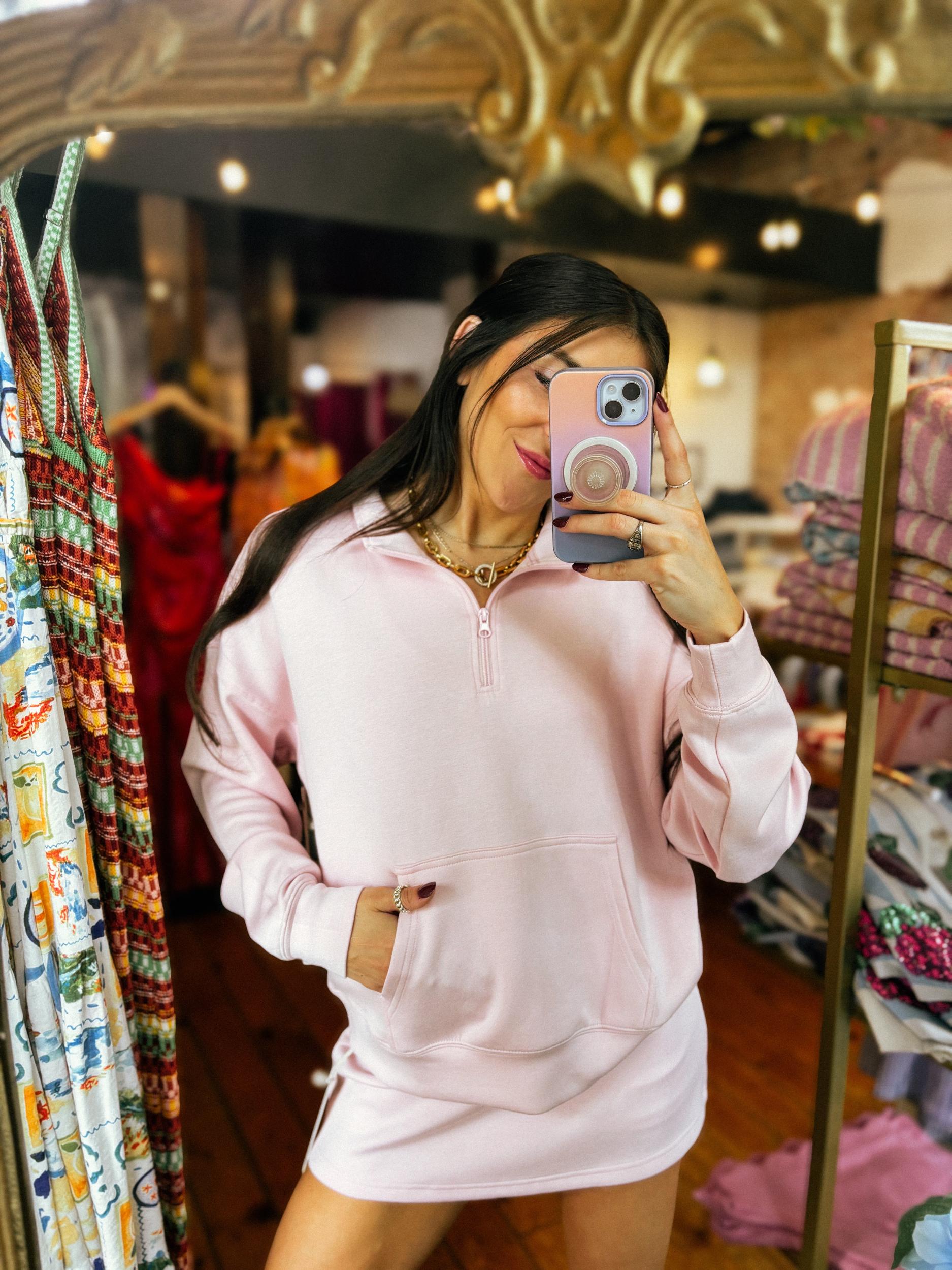 Hibiscus Pink Cloud Fleece Quarter Zip Product Image