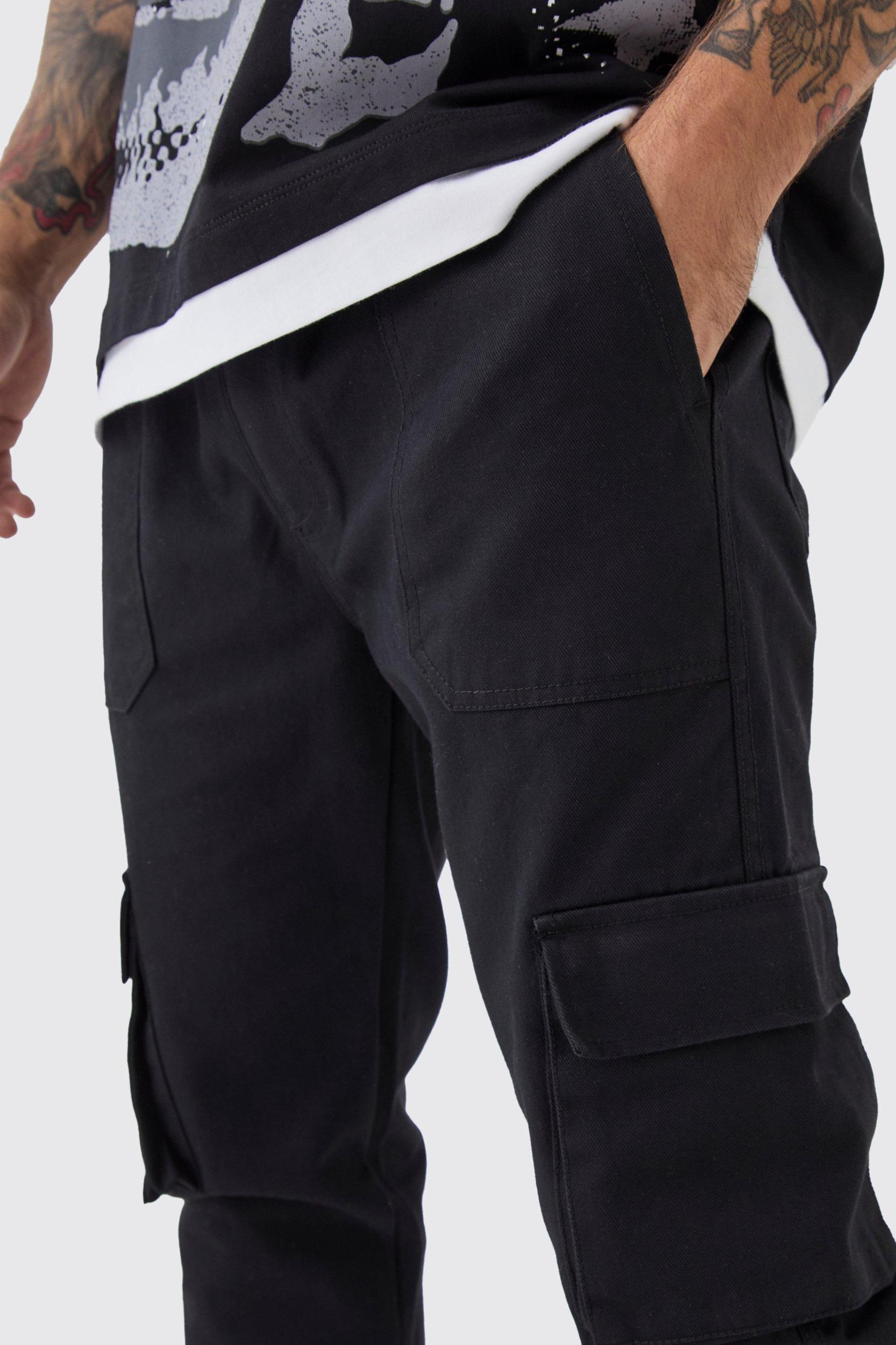 Skinny Fit Elasticated Waist Cuffed Cargo Pants | boohooMAN USA Product Image