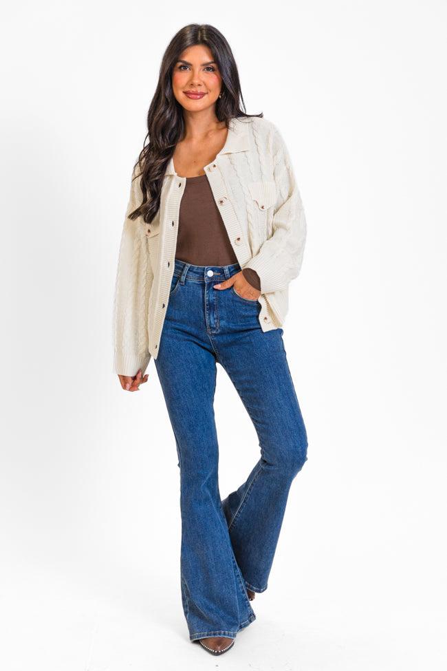 Having A Meltdown Beige Cable Knit Shacket FINAL SALE Product Image