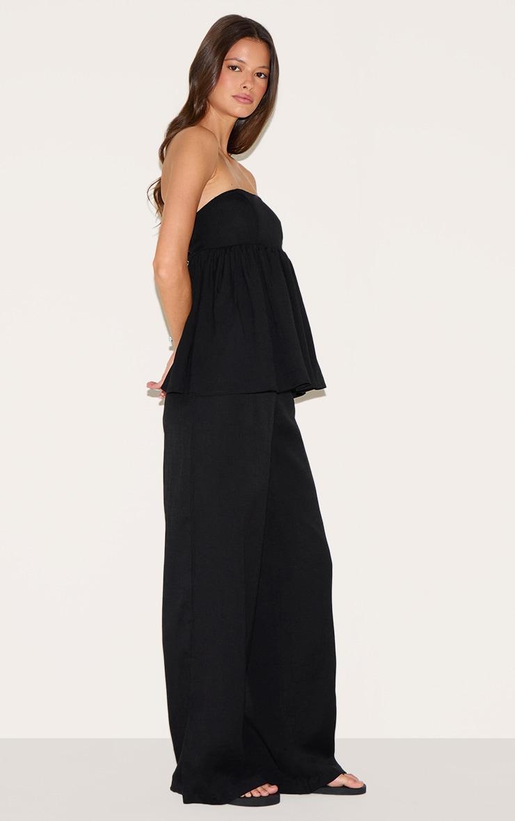 Black Bandeau Peplum Detail Jumpsuit Product Image