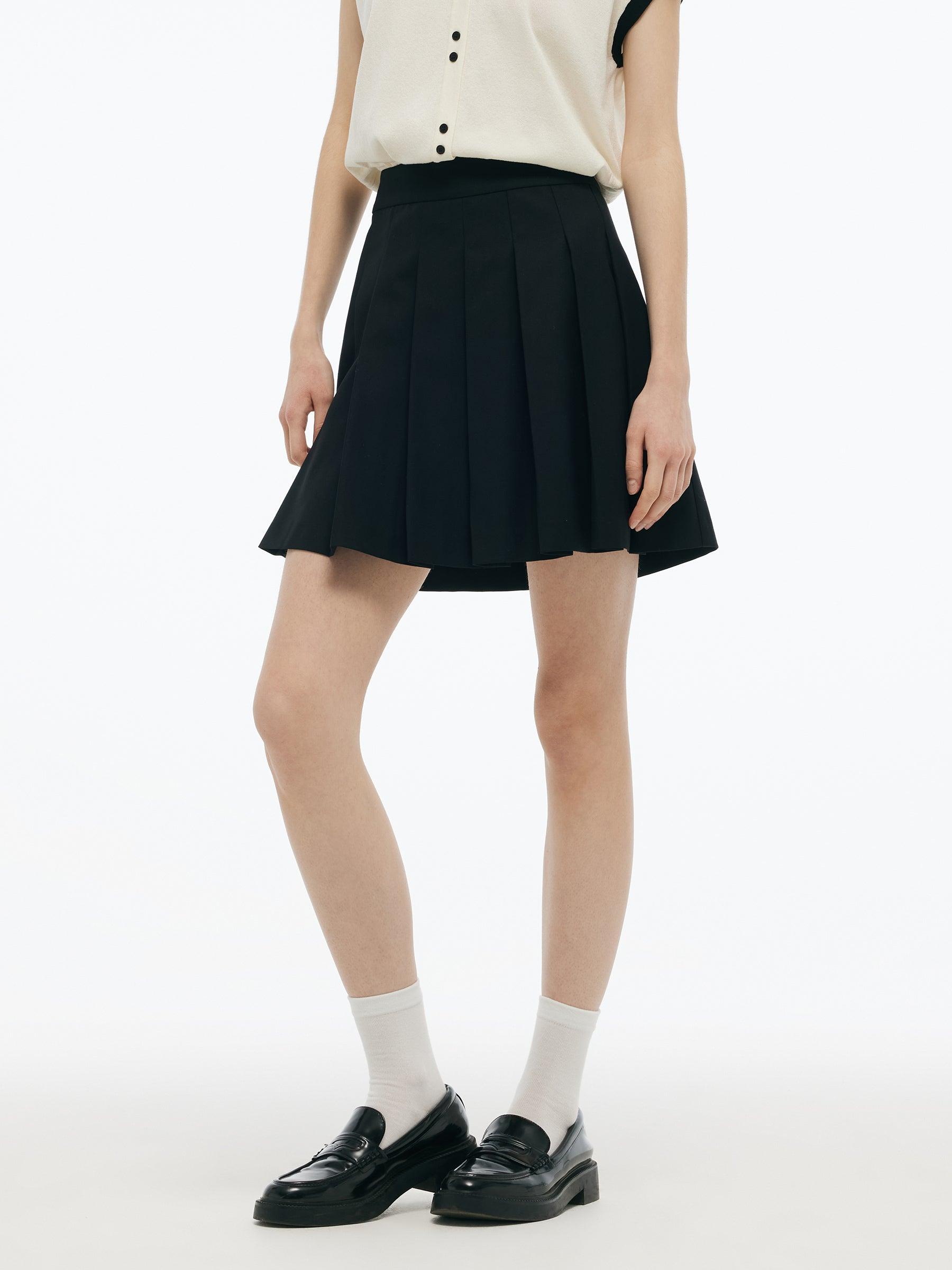 A-Line Women Pleated Mini Skirt Product Image
