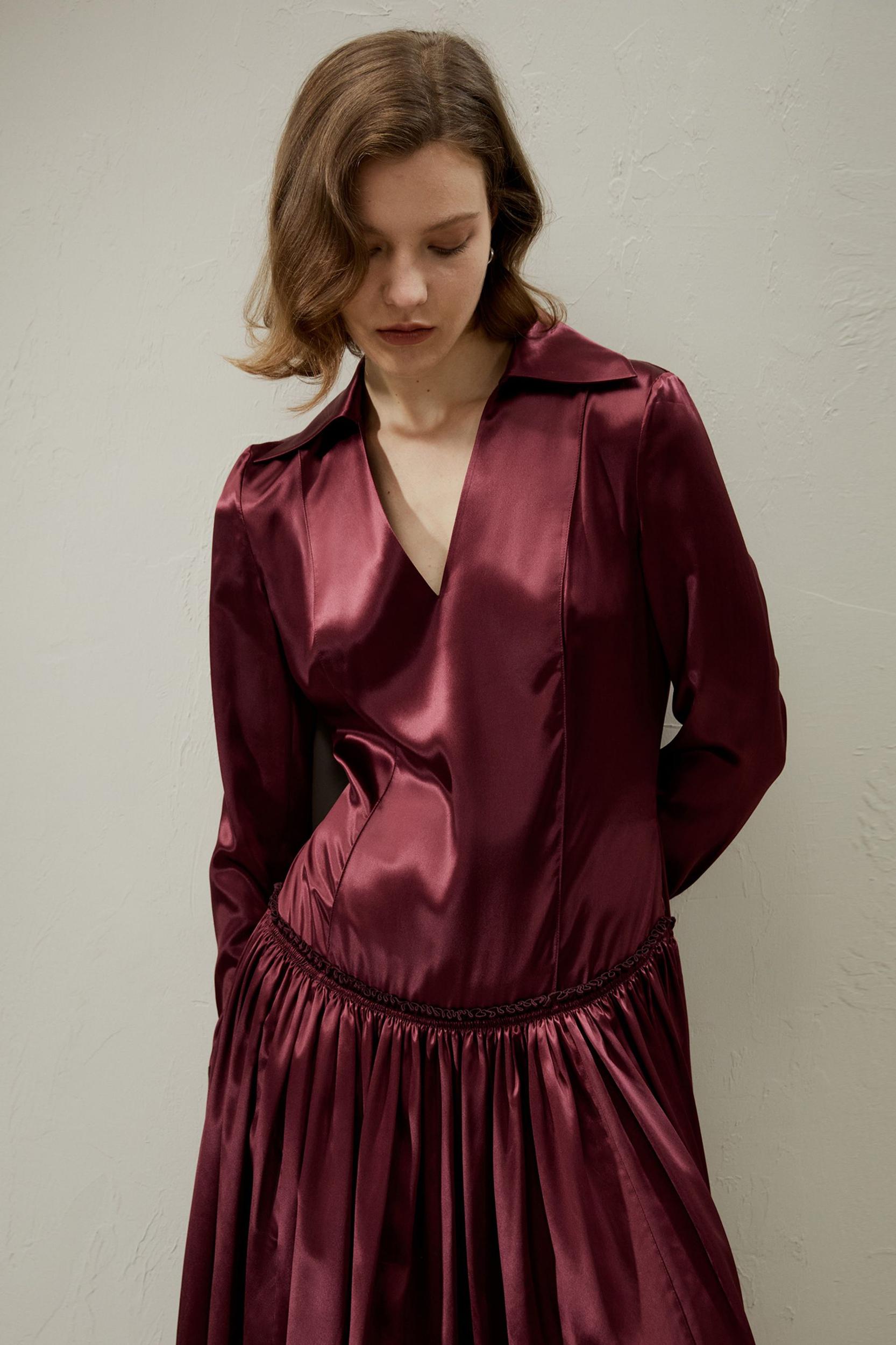 Villemajou Pleated Silk Maxi Shirt Dress Product Image