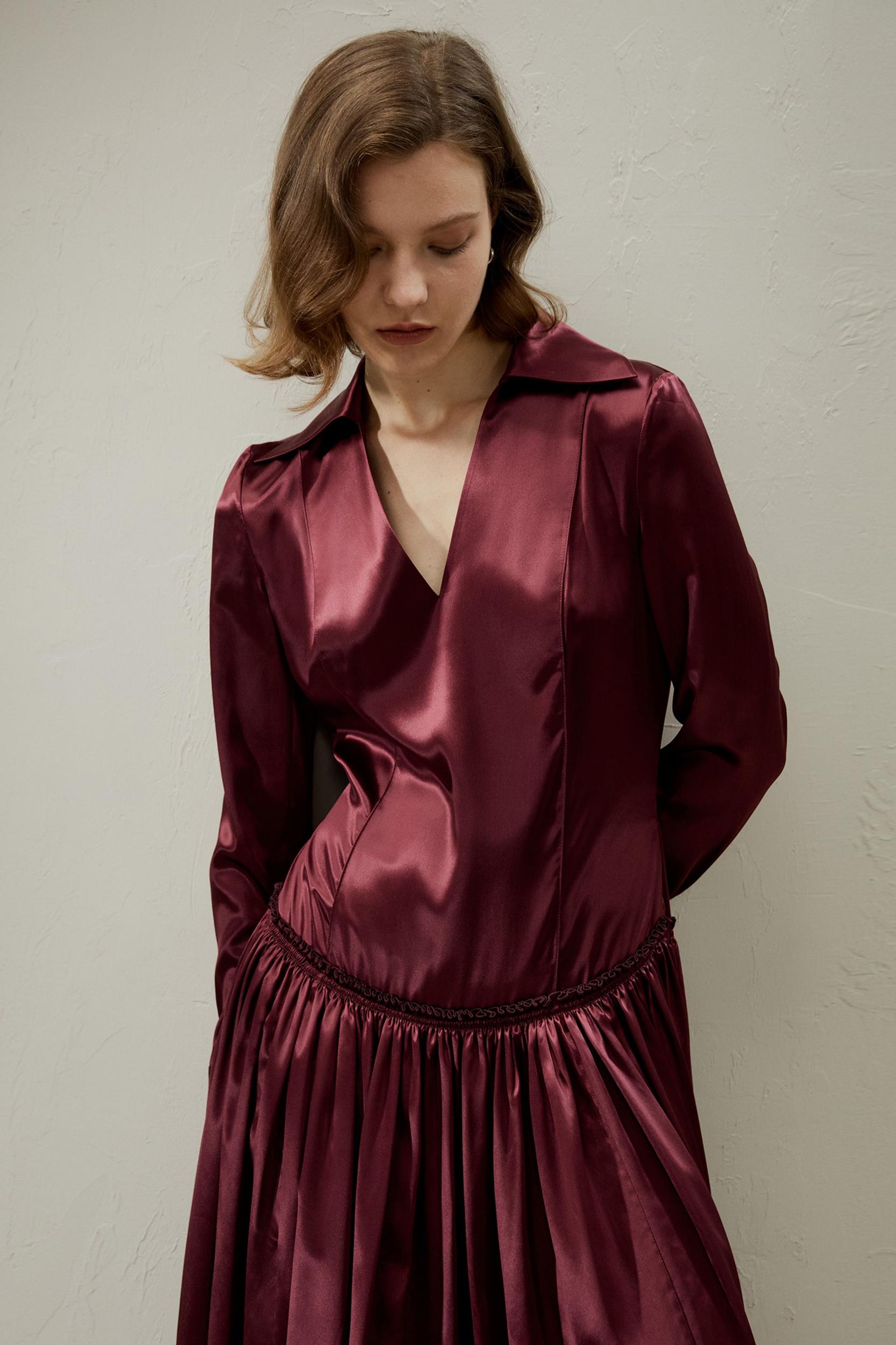 Villemajou Pleated Silk Maxi Shirt Dress Product Image