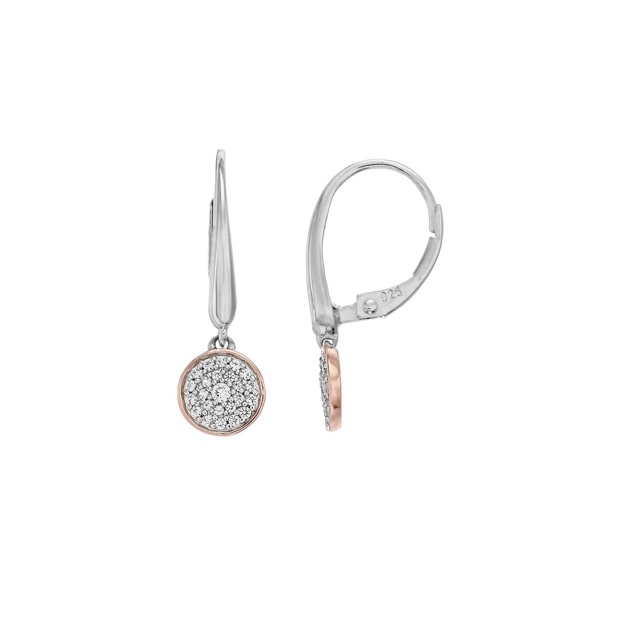 14k Rose Gold over Sterling Silver Lab-Created White Sapphire Drop Earrings, Women's, Pink Tone Product Image
