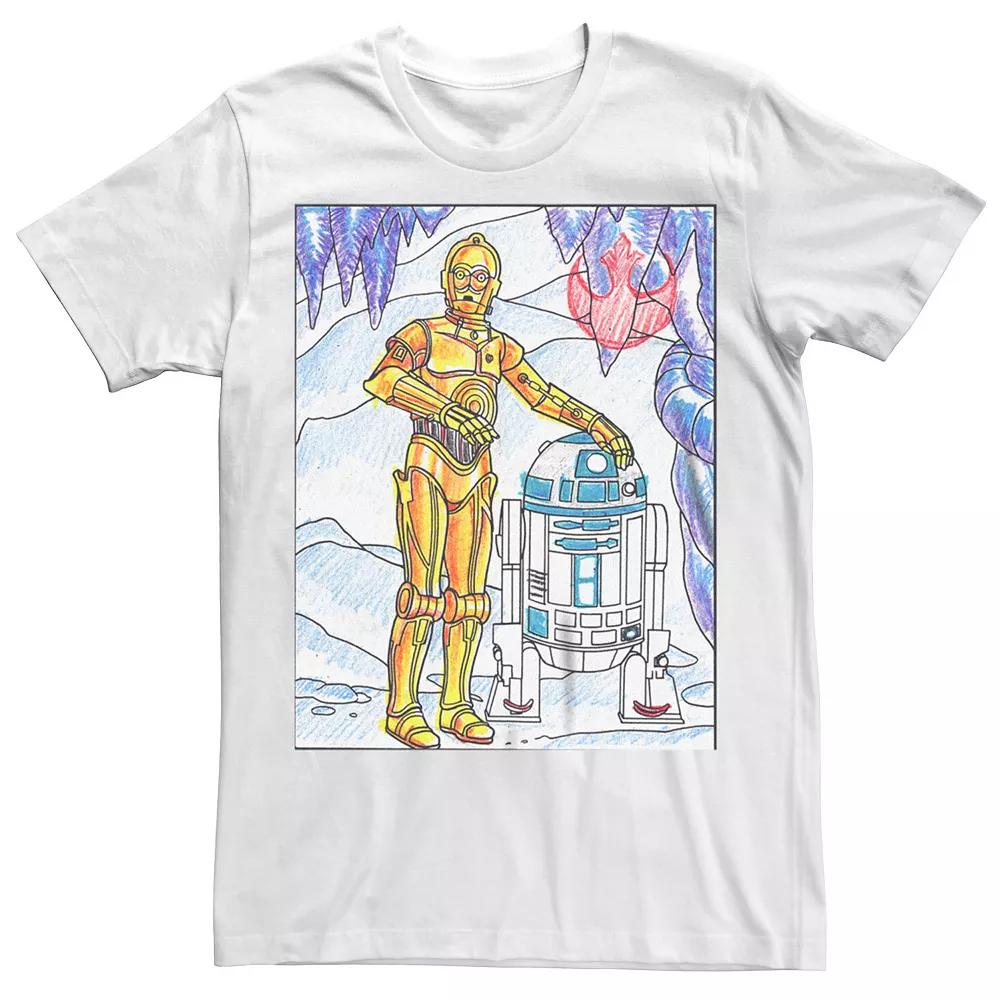 Men's Star Wars A New Hope C-3PO R2-D2 Coloring Book Graphic Tee,  Product Image