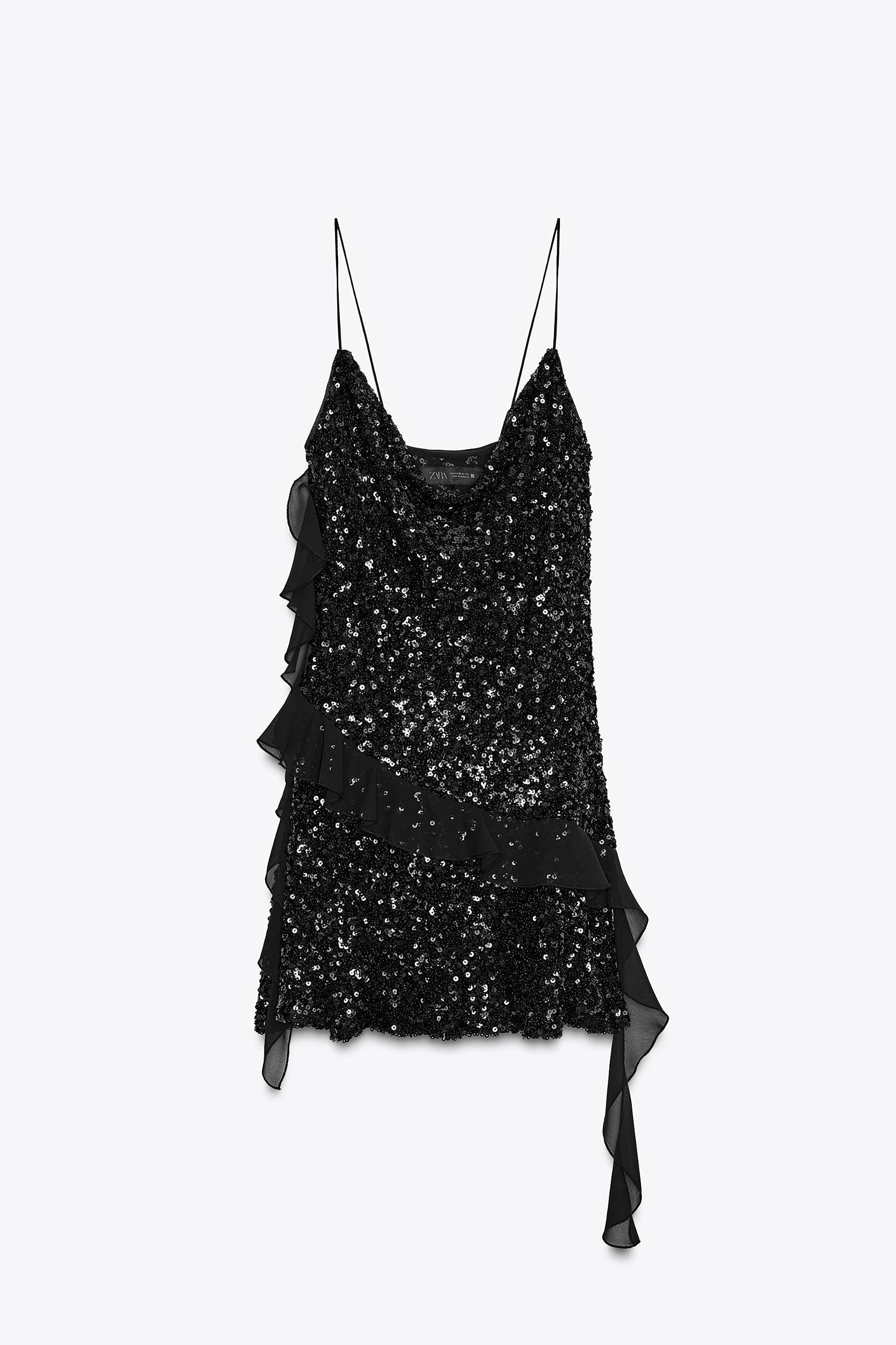 SEQUIN RUFFLE MINI DRESS Product Image