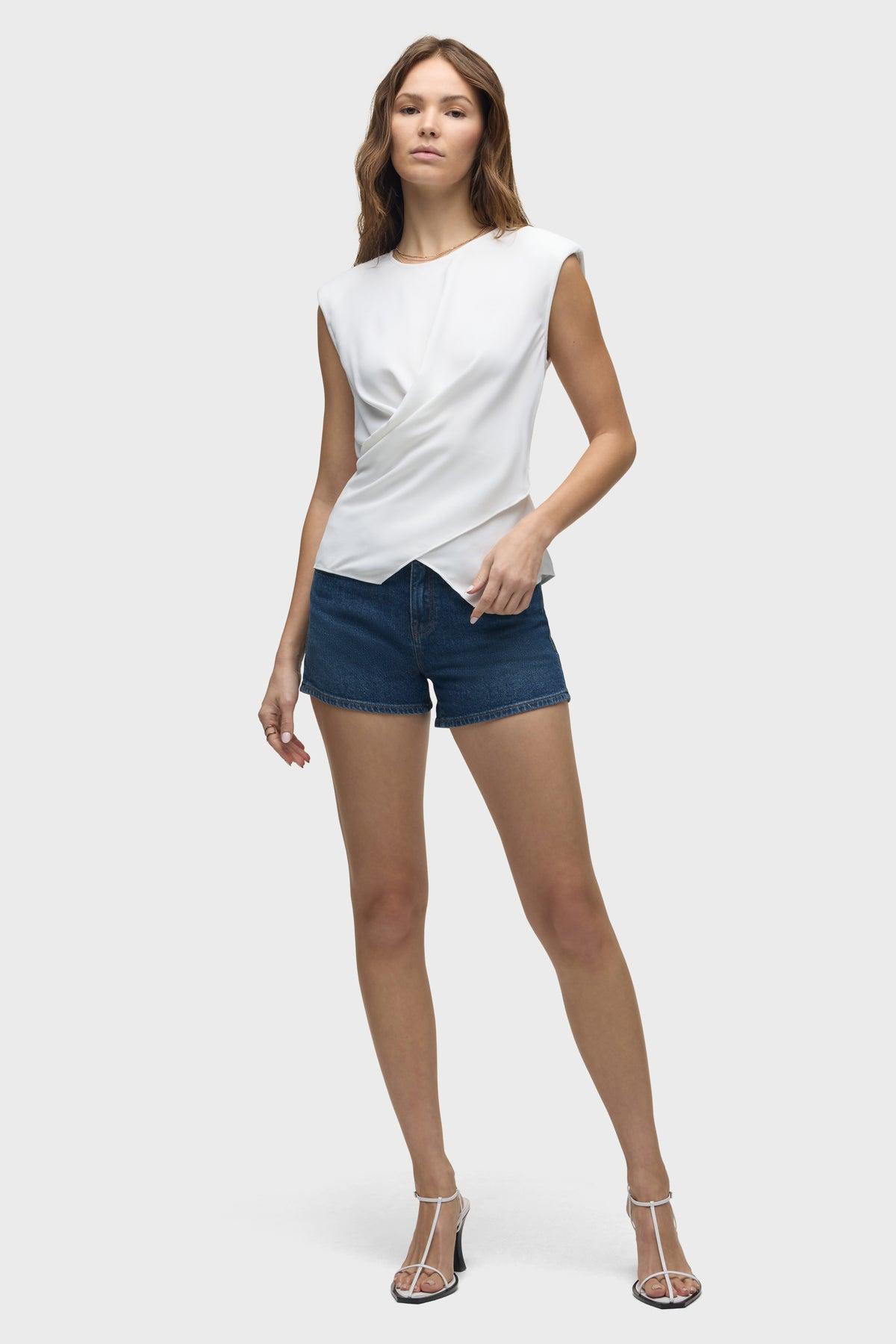 Shoulder Padded Wrap Sleeveless Tee Female Product Image