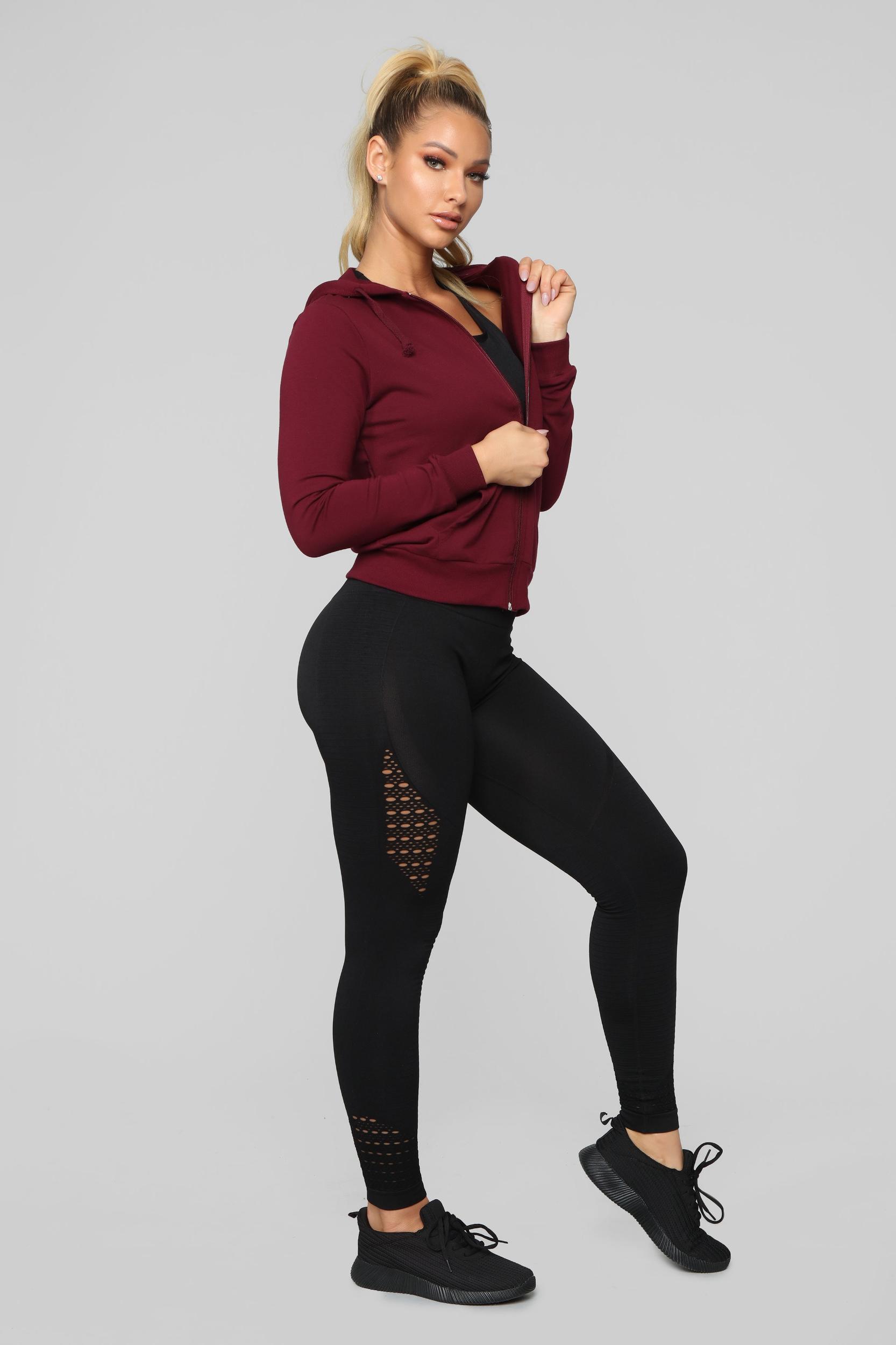 Latest And Greatest French Terry Zip Hoodie - Burgundy Product Image