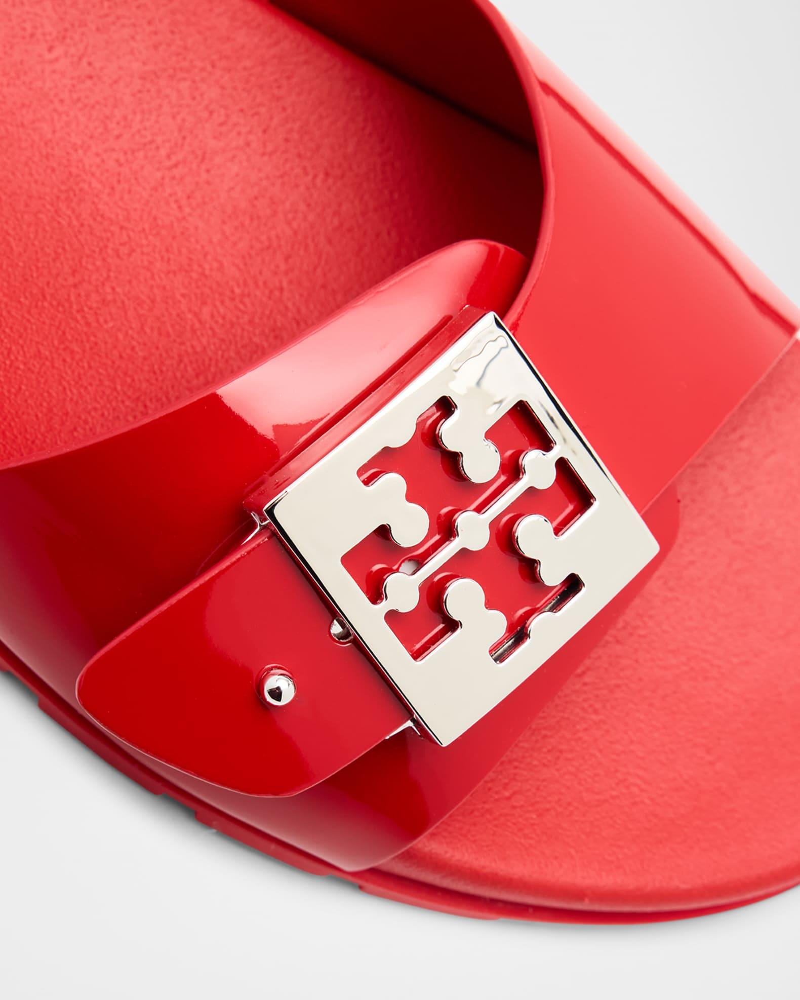 Glossy Buckle Slide Sandals Product Image