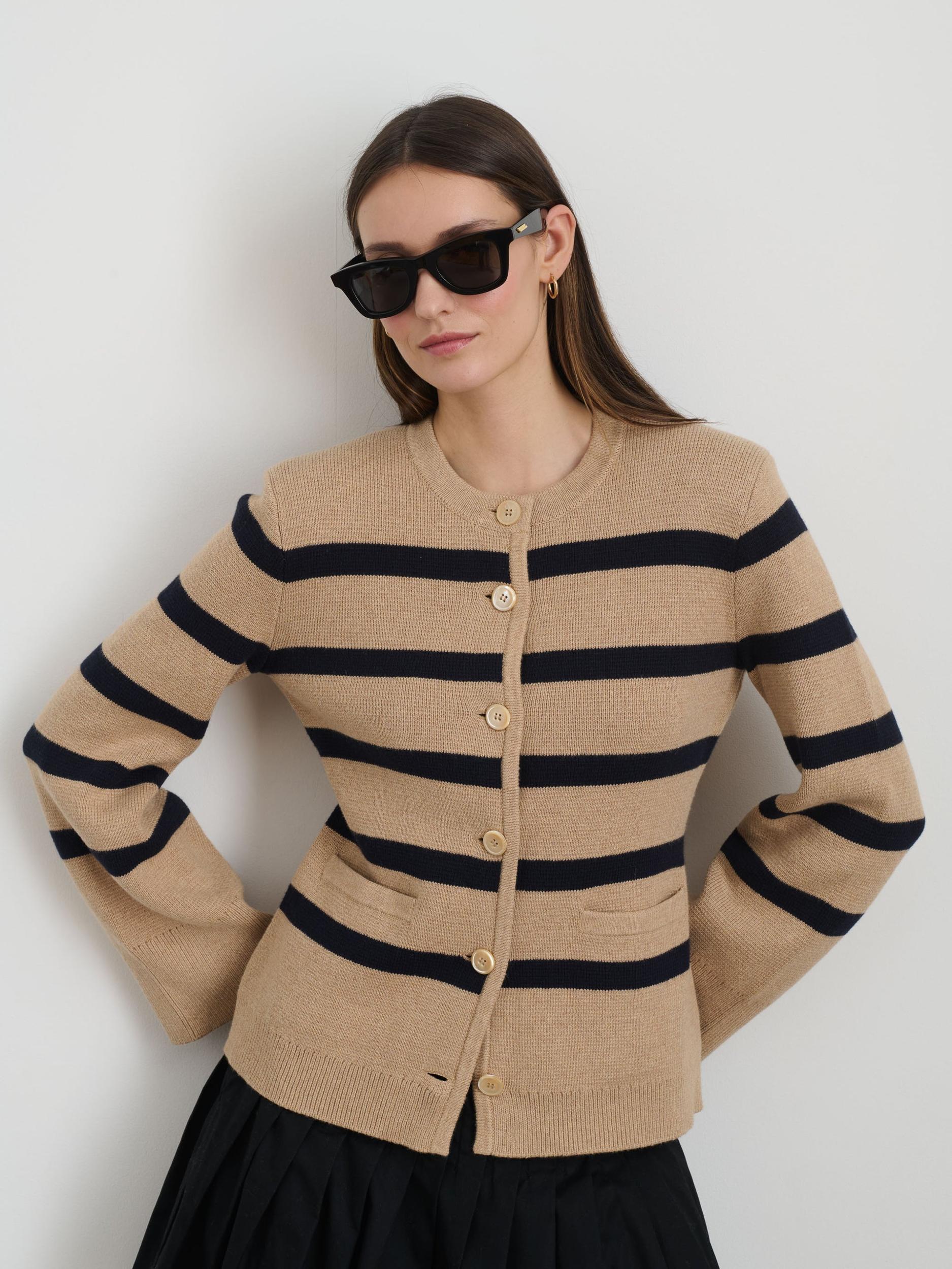 Provence Stripe Sweater Jacket In Cotton Cashmere Product Image