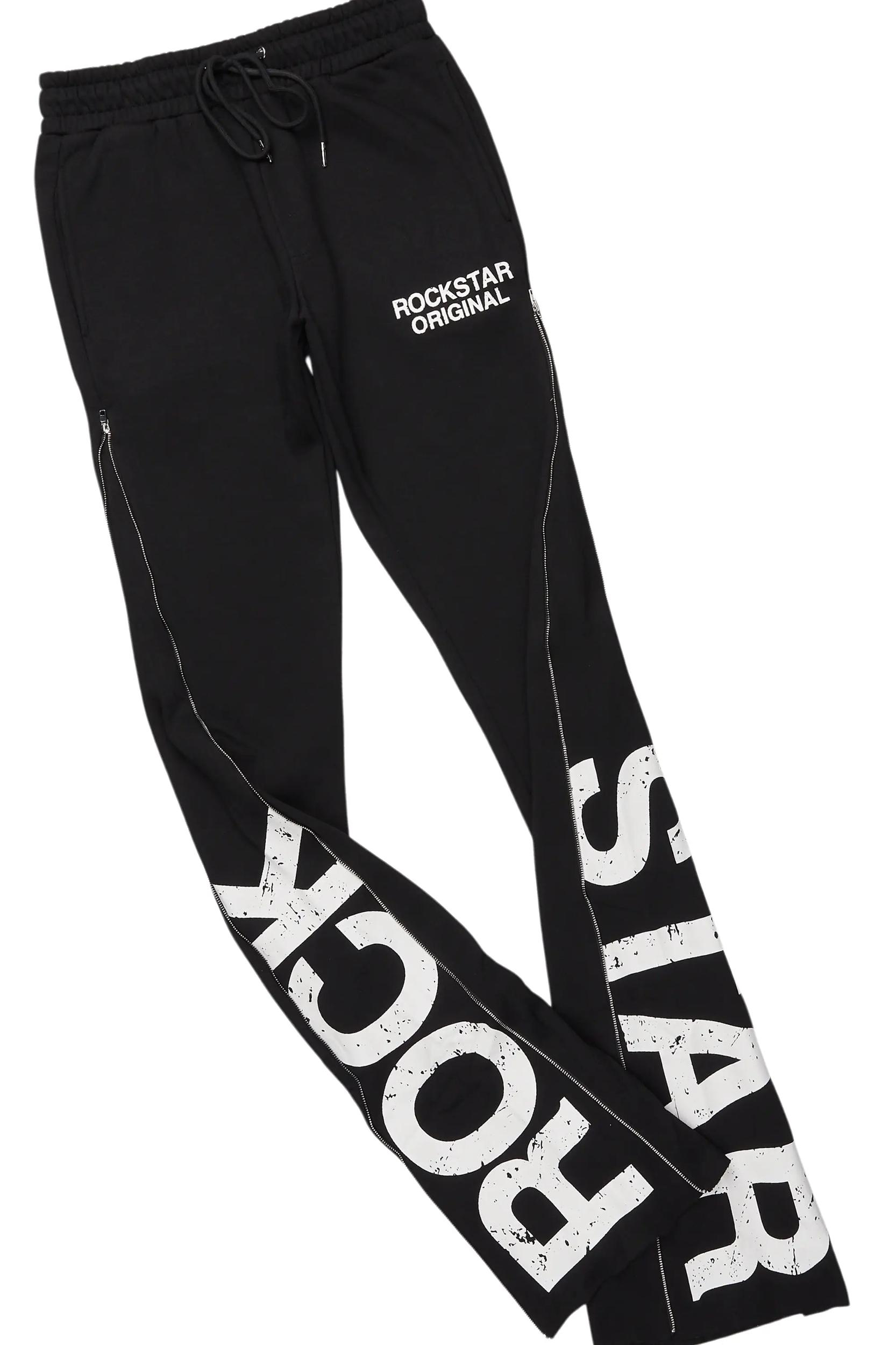 Deniska Black T-Shirt/Baggy Stacked Flare Track Set Male Product Image