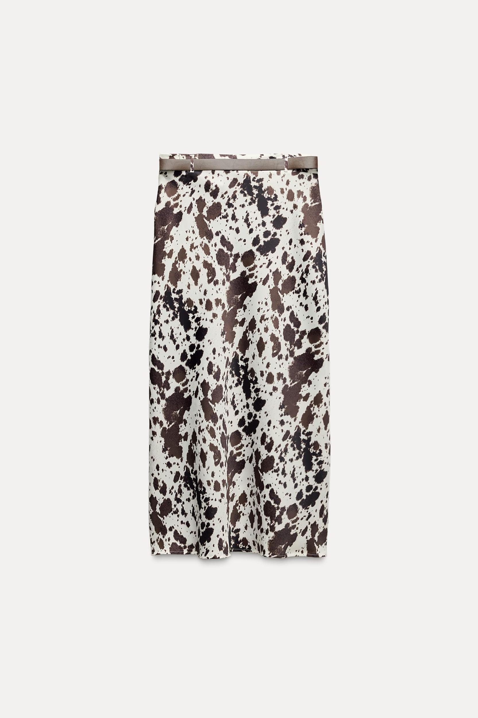 PRINTED SATIN SKIRT WITH BELT Product Image