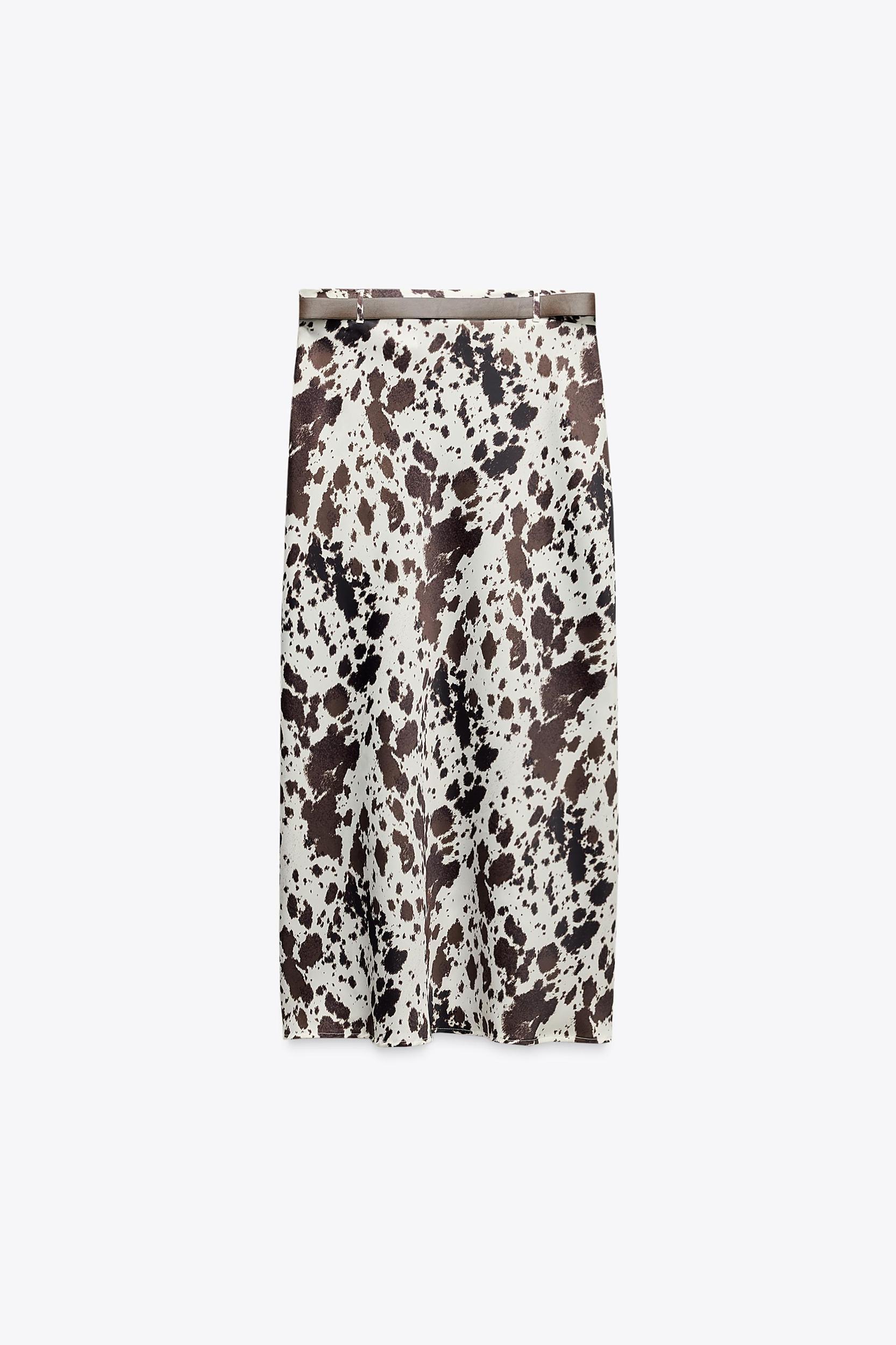 PRINTED SATIN SKIRT WITH BELT Product Image