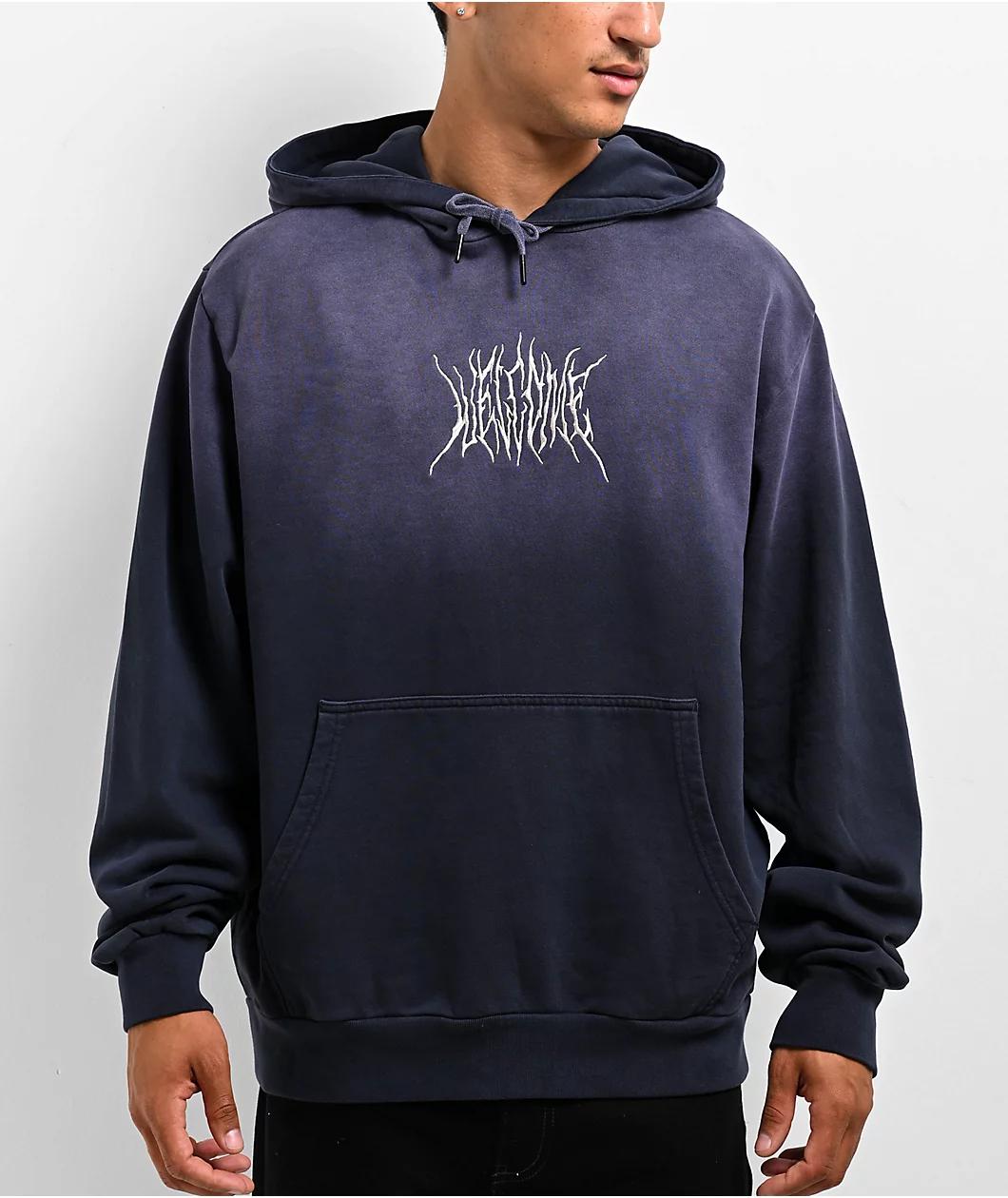 Welcome Chasm Embroidered Enzyme-Washed Dark Sapphire Hoodie Product Image