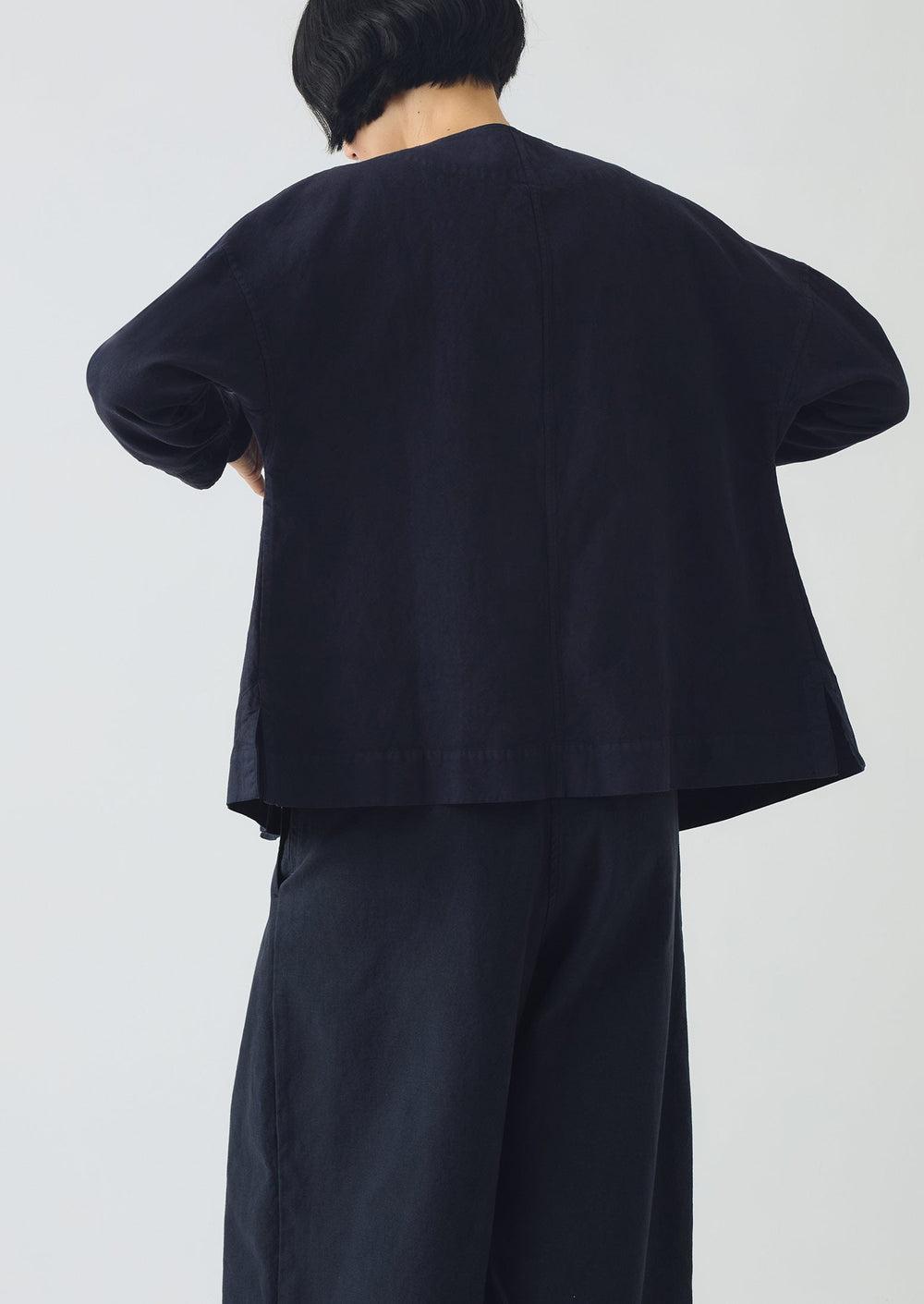 Cotton Canvas Pleat Front Pants | Blue Navy Product Image