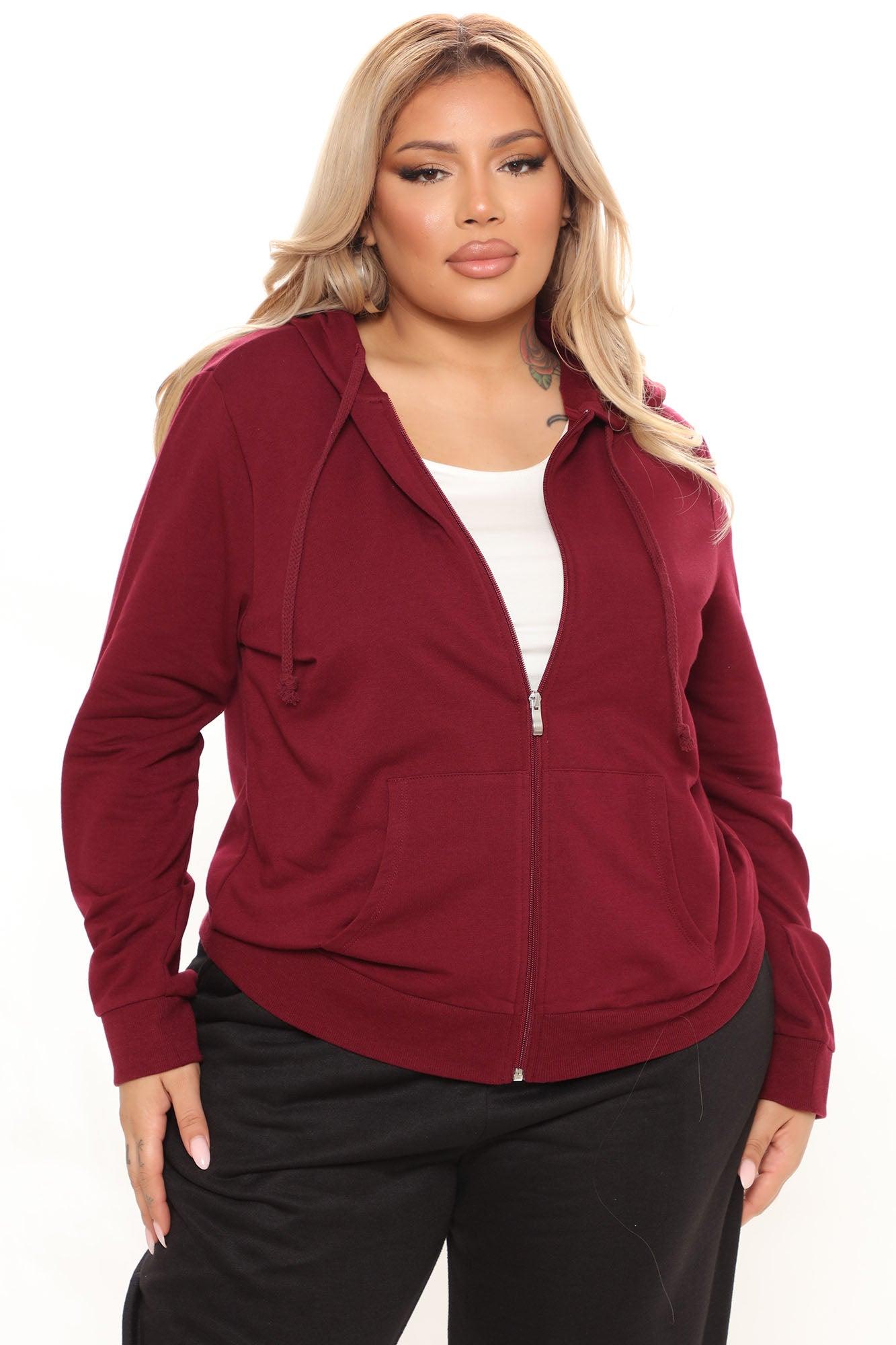 Latest And Greatest French Terry Zip Hoodie - Burgundy Product Image