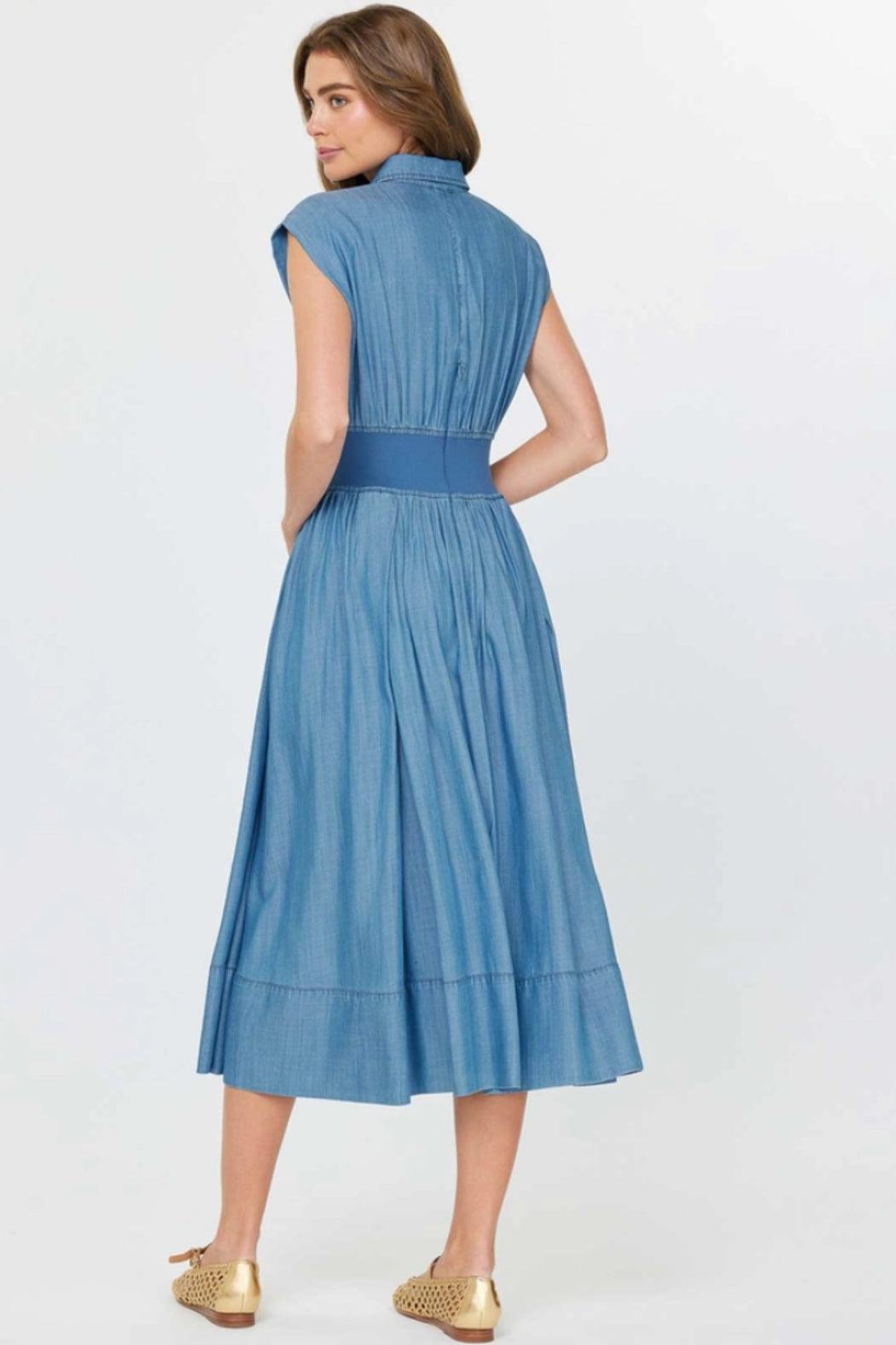 Cap Sleeve Midi Length Shirt Dress Product Image