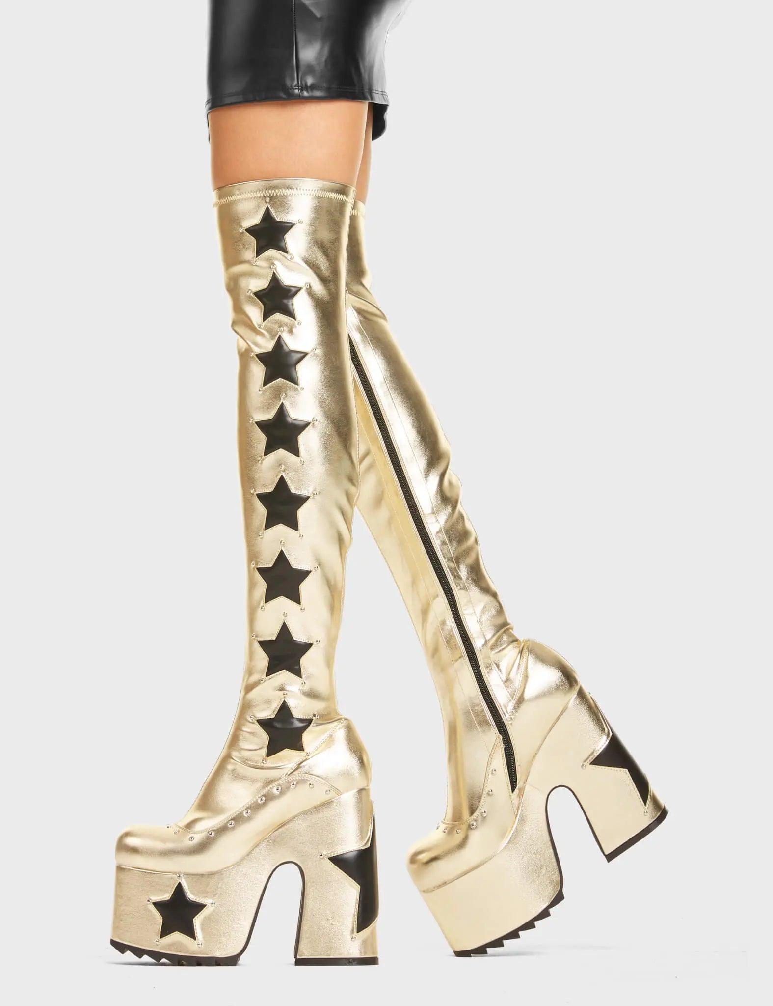 Electricity Chunky Platform Thigh High Boots Product Image