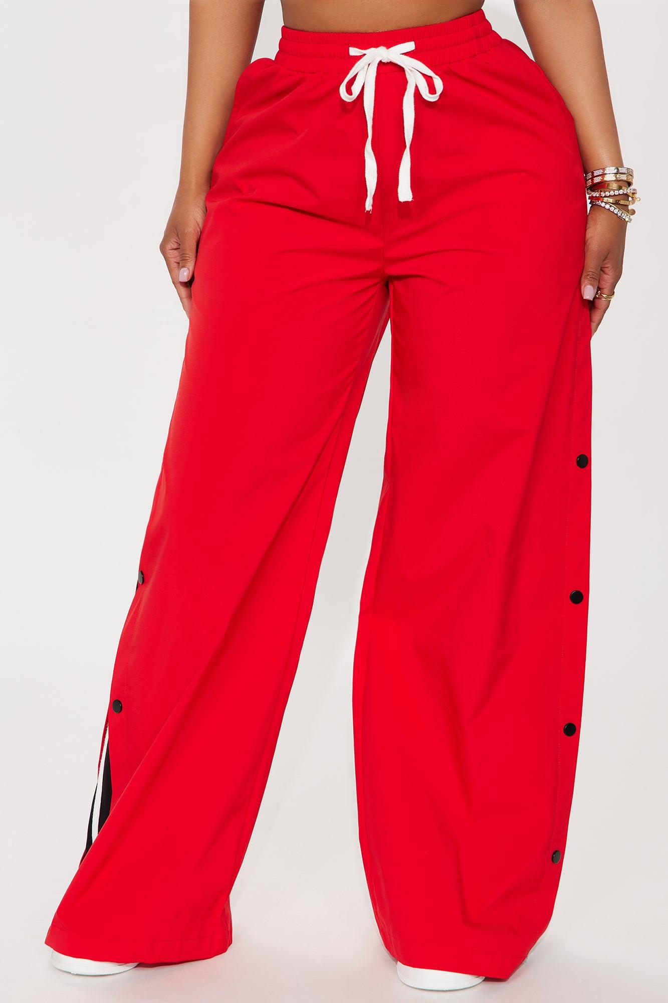 Jennie Snap Button Track Pant - Red/White Female Product Image