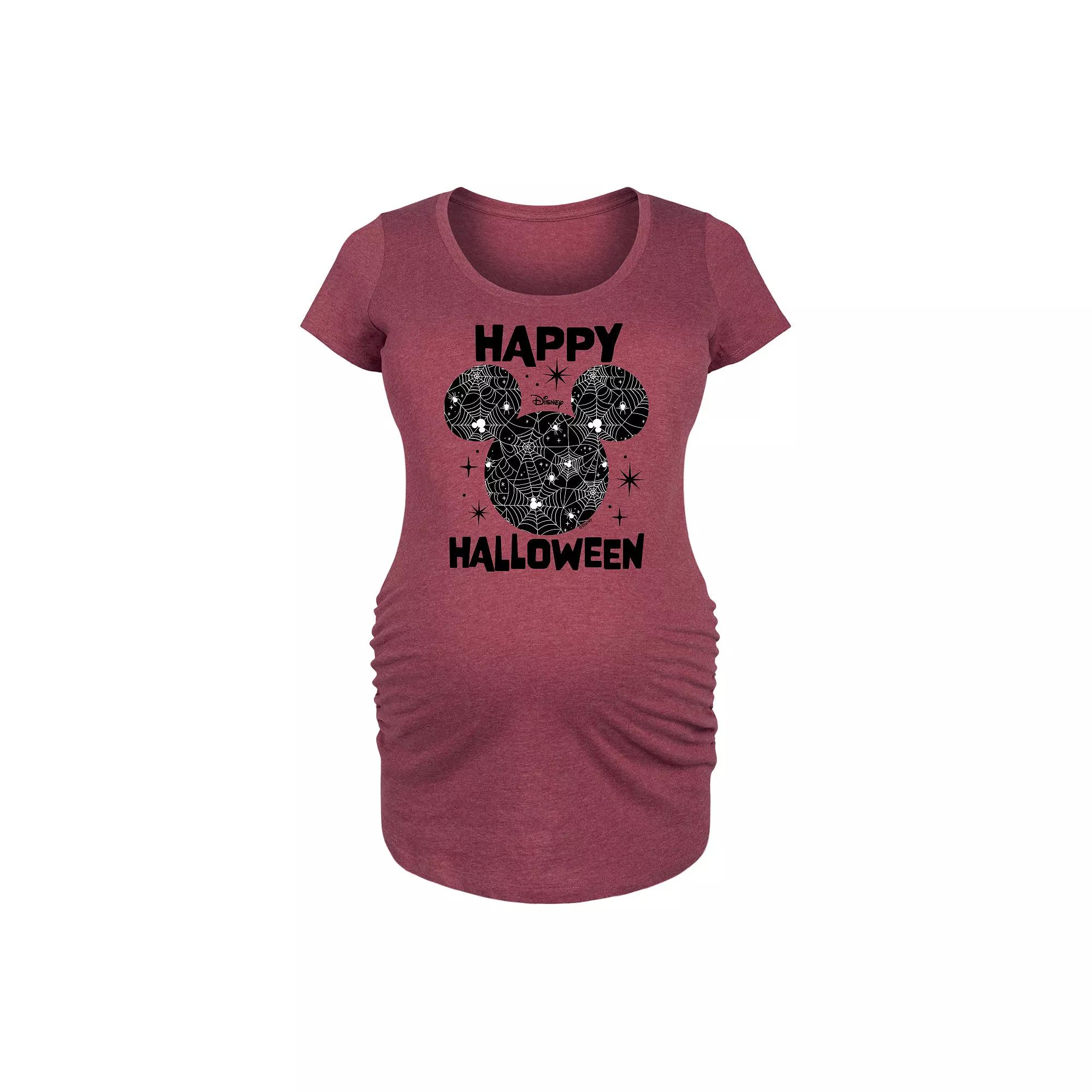 Disney's Mickey Mouse Maternity Happy Halloween Spider Web Graphic Tee, Women's,  Product Image