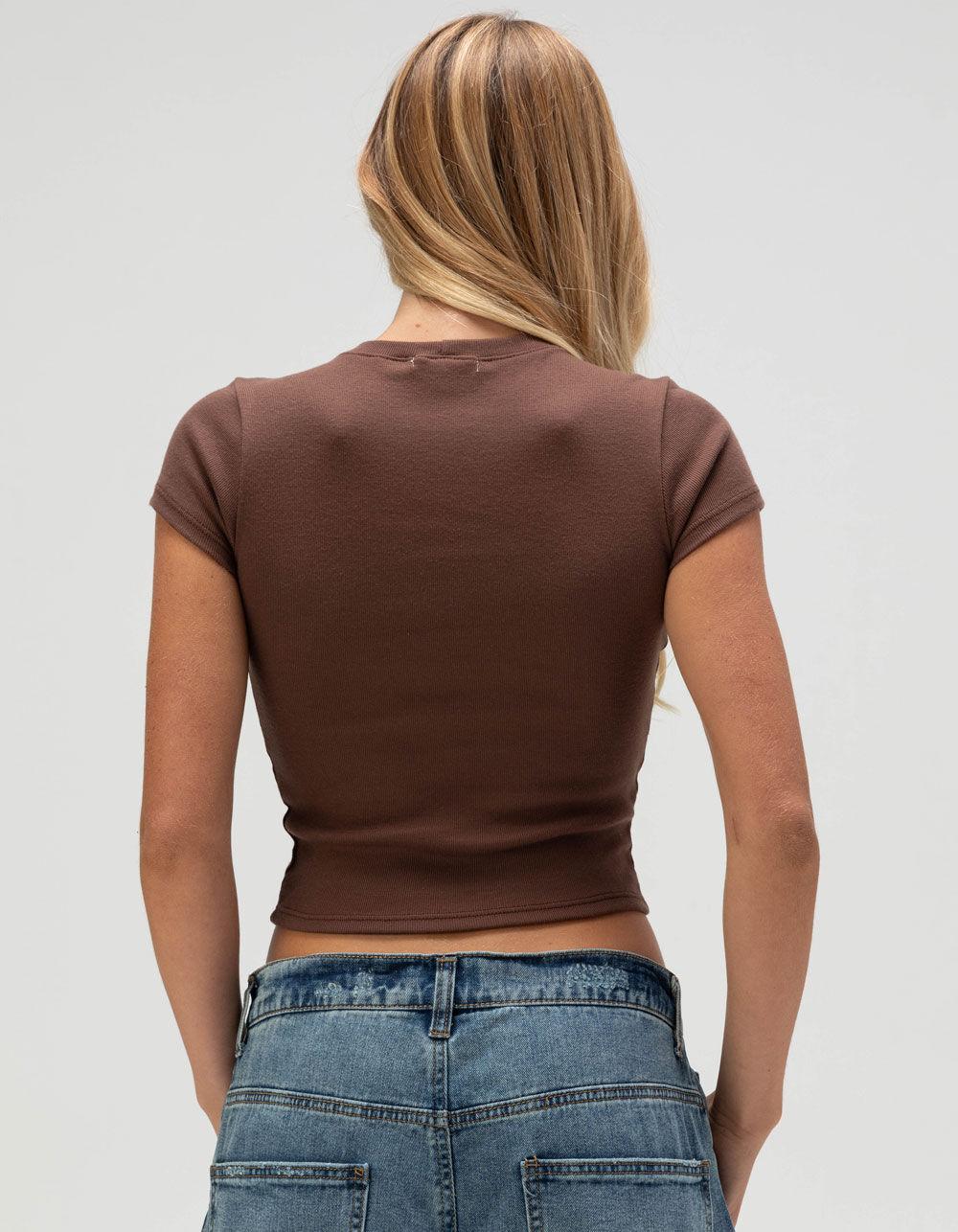 FULL TILT Cowgirl Womens Puff Ink Baby Tee - BROWN Product Image