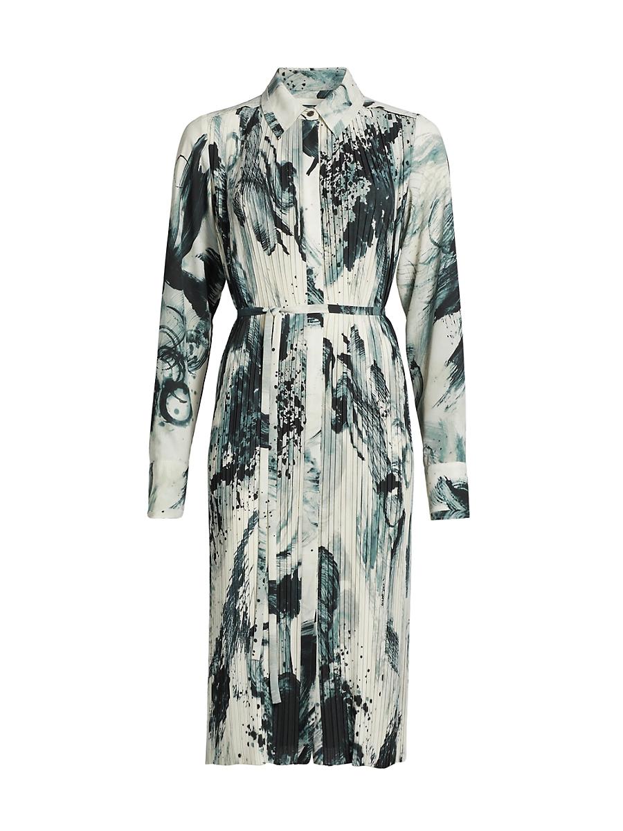 Womens Brushstroke Pleated Shirtdress Product Image