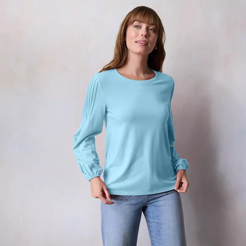 Petite LC Lauren Conrad Pintuck Shoulder Balloon Long Sleeve Top, Womens Product Image