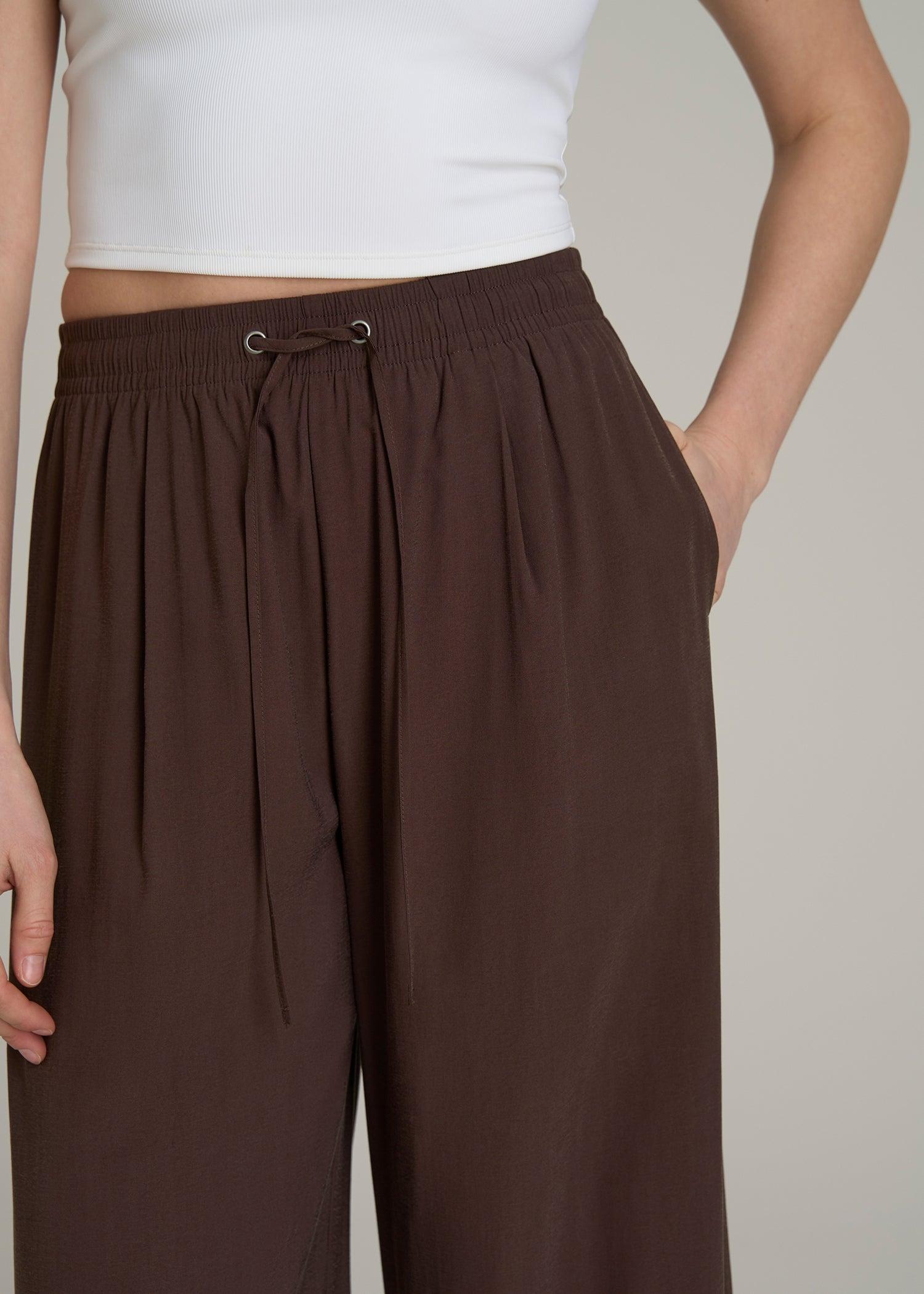 Relaxed Pull-On Pants for Tall Women in Espresso Female Product Image