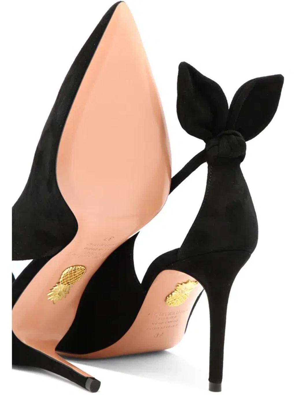 AQUAZZURA Bow Tie 85 Suede Pumps In Black Product Image
