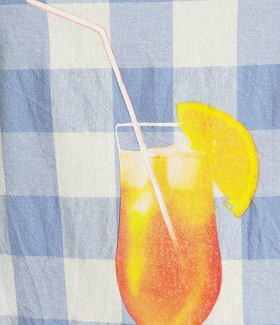 Skies Are Blue Gingham Graphic Cocktail Print Square Neckline Sleeveless Mini Dress Product Image