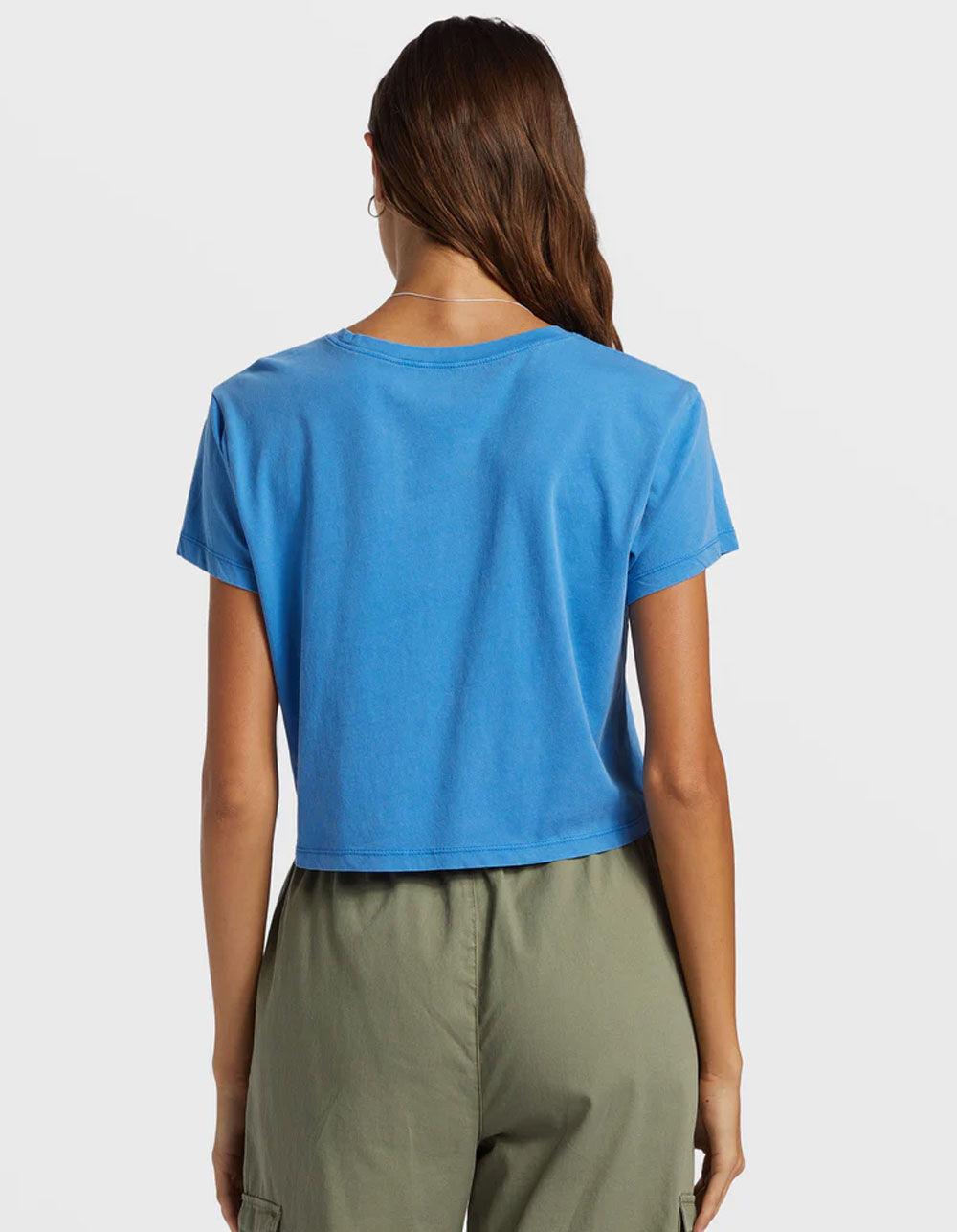 ROXY Hibiscus Collegiate Womens Crop Tee - BLUE Product Image