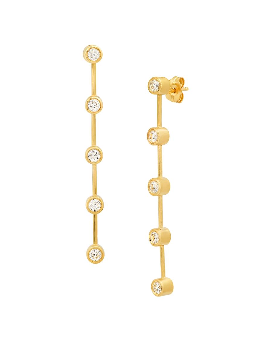 Womens 14K Yellow Gold & 0.75 TCW Diamond Bar Earrings Product Image