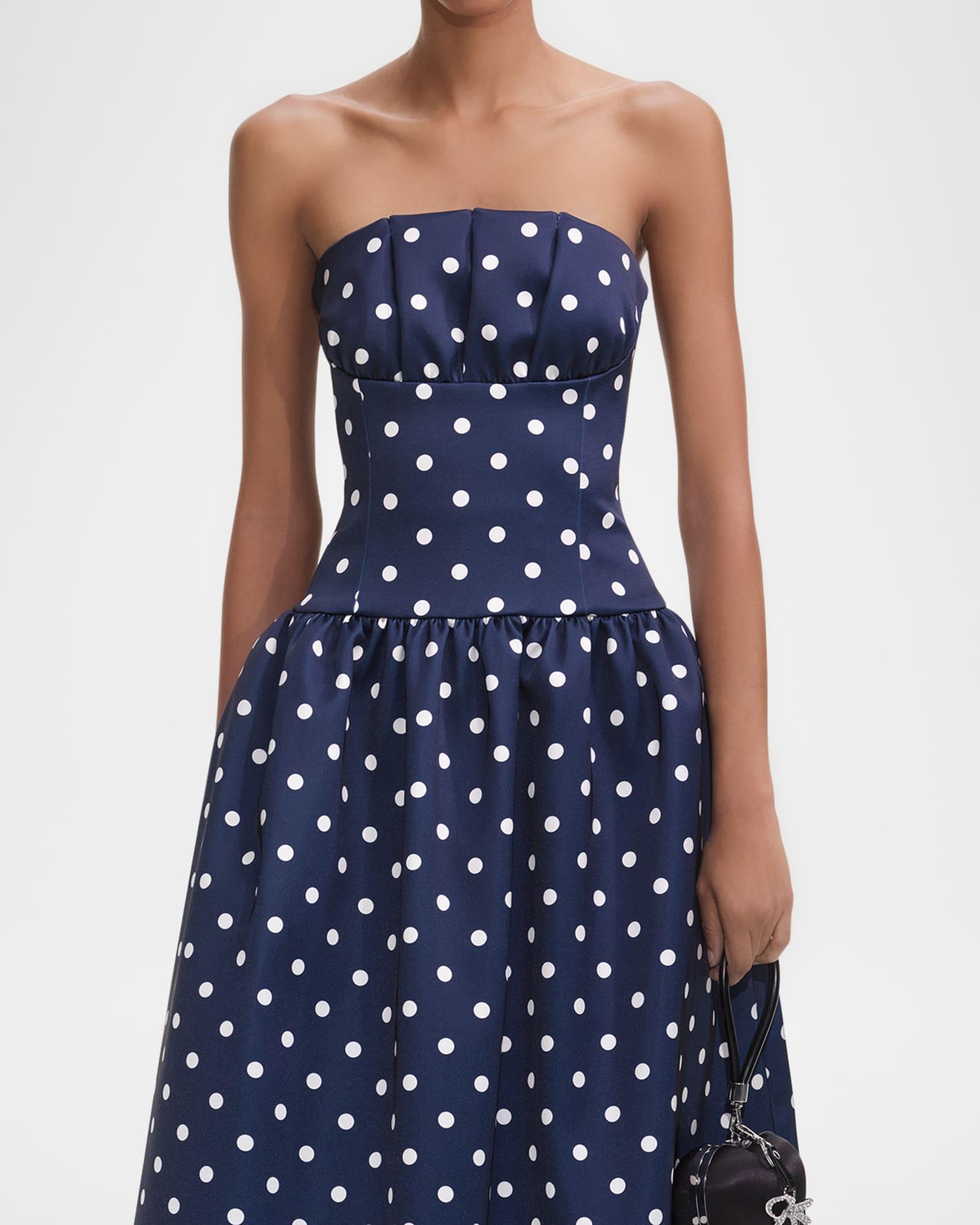 Polka Dot Satin Midi Dress Product Image