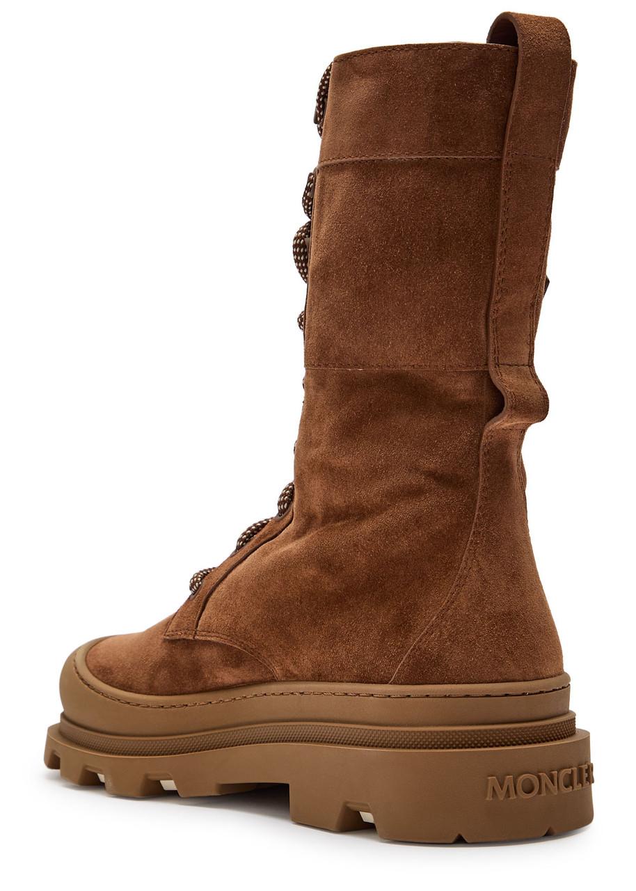 MONCLER Vera High Shearling-trimmed Suede Mid-calf Boots In Brown Product Image