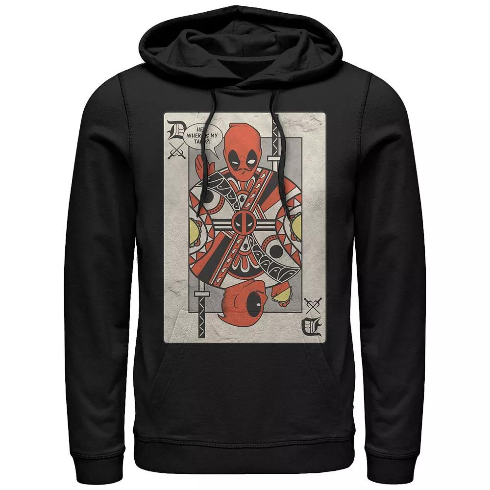 Men's Marvel Deadpool Playing Card Graphic Hoodie, Size: Large, Black Product Image