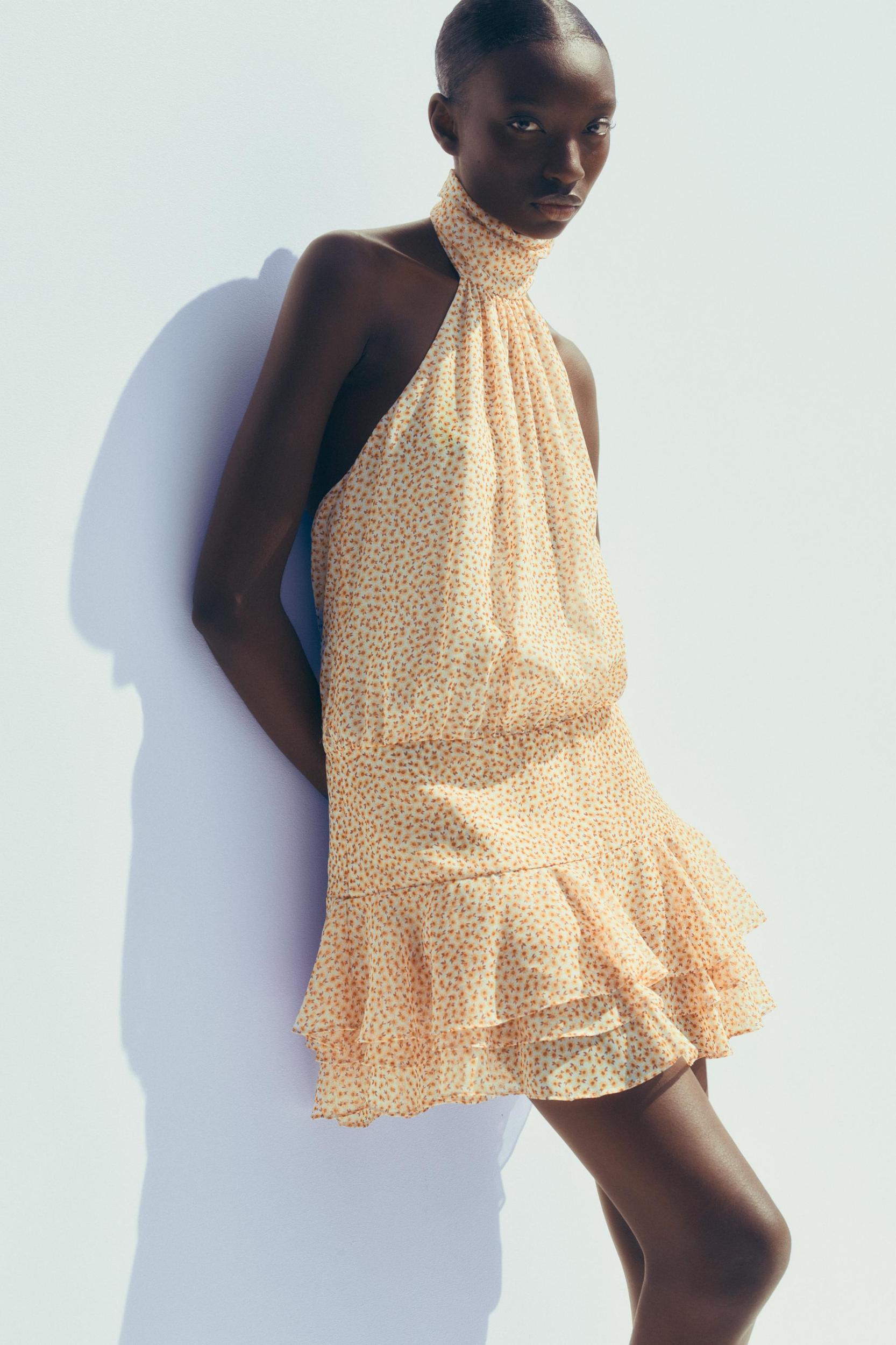 FLORAL PRINT RUFFLE MINI DRESS Product Image