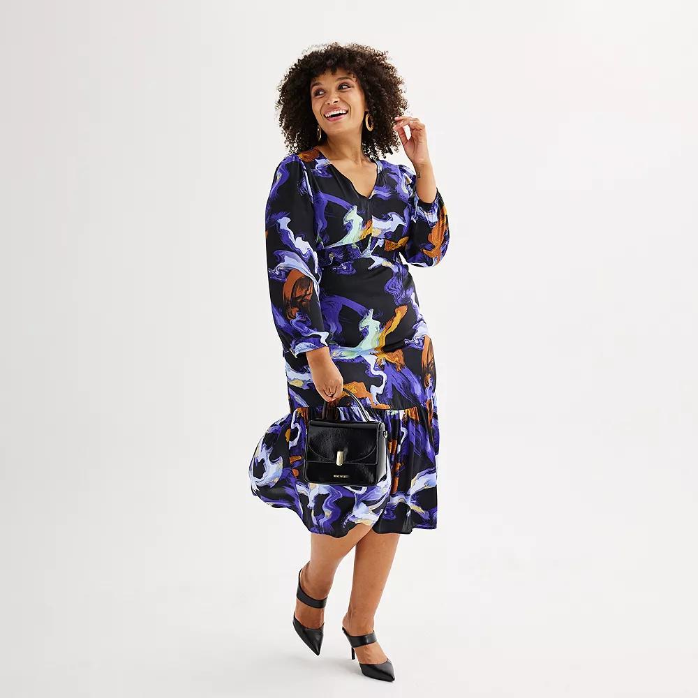 Women's Nine West Adaptive V-Neck Midi Dress,  Product Image