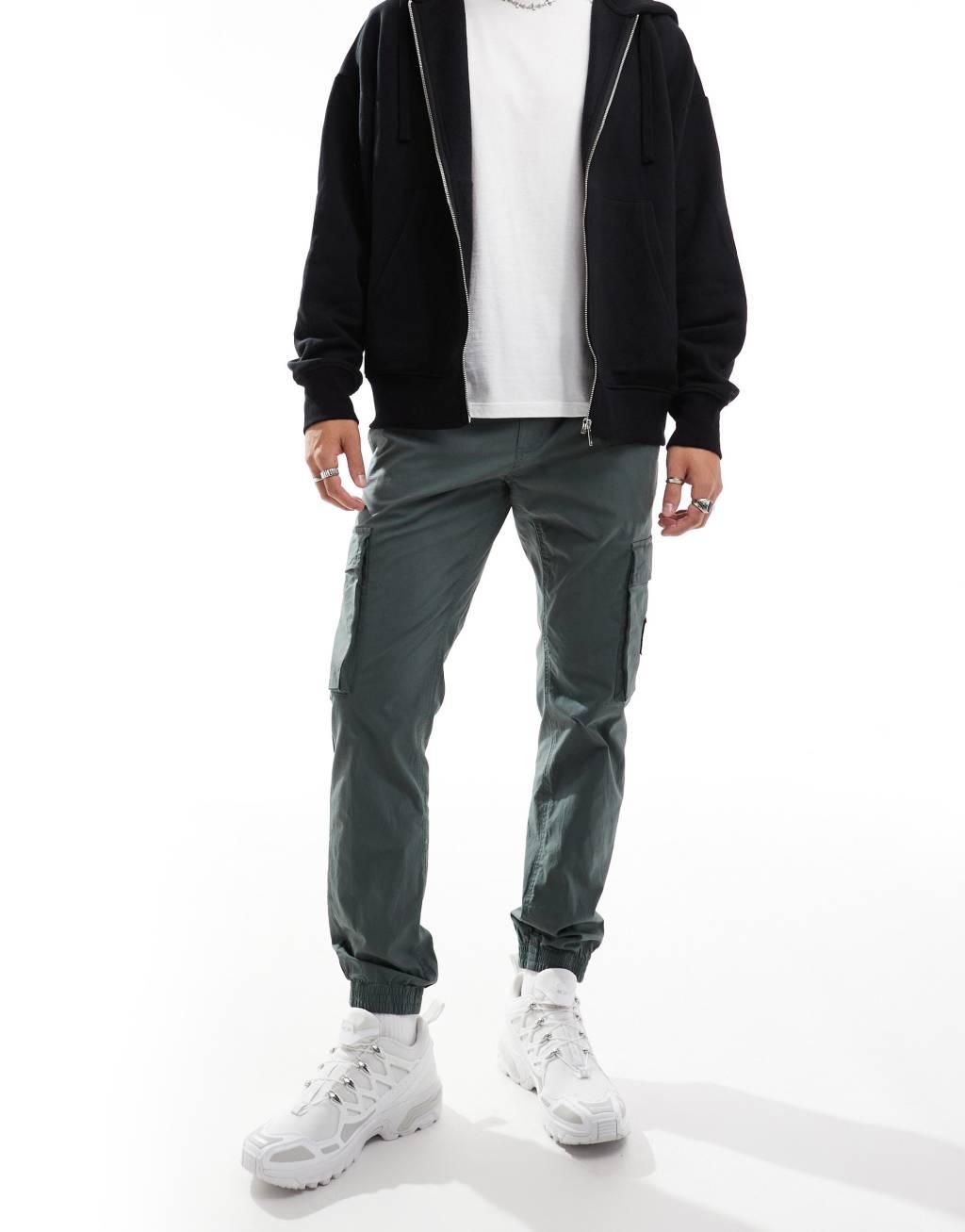 Calvin Klein Jeans skinny cargo pants in charcoal gray Product Image