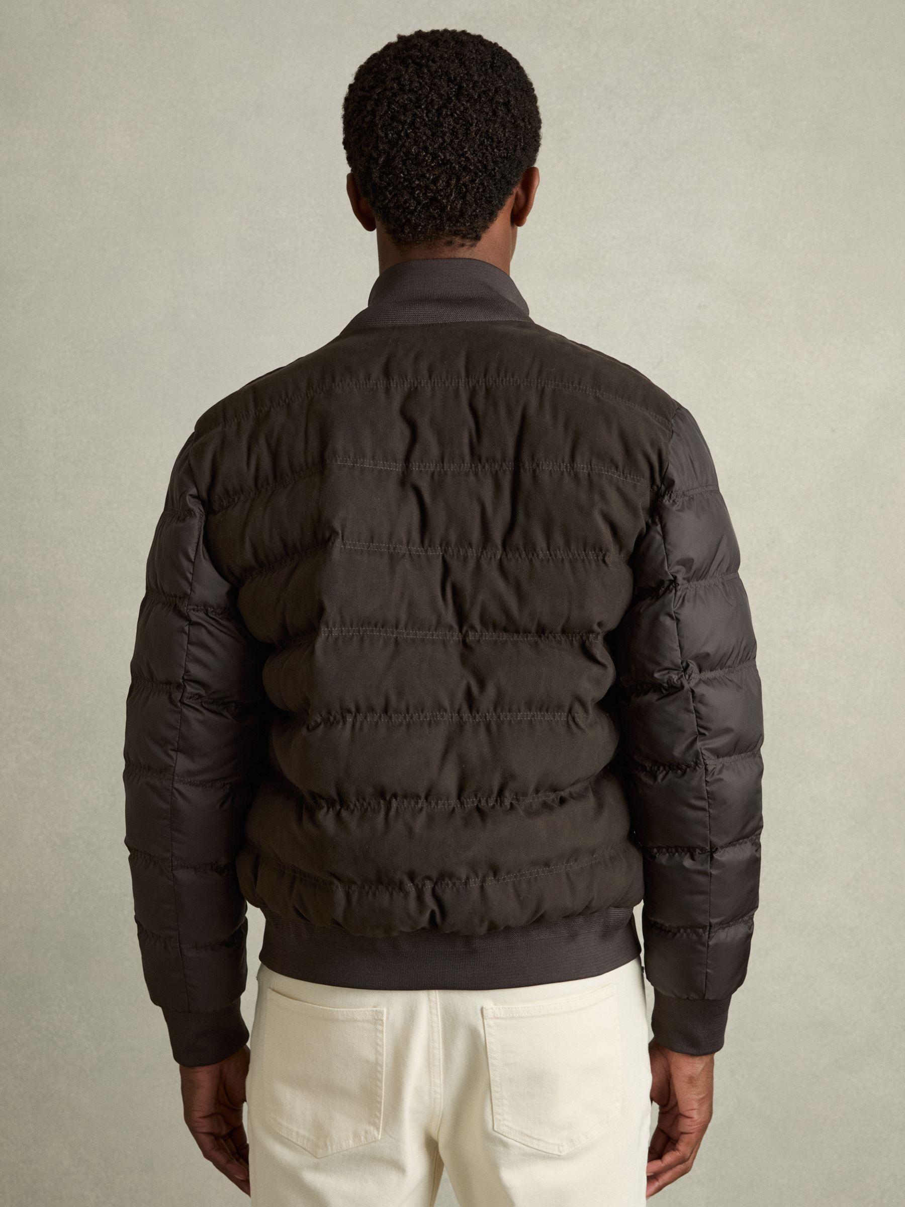 Patch-Pocket Quilted-Alcantara Jacket in Chocolate Brown Product Image