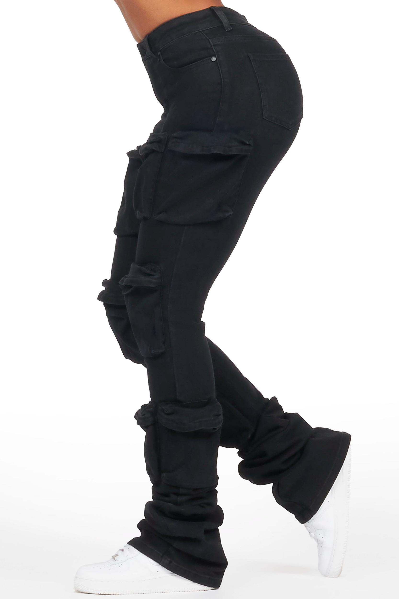Alliyah Black Cargo Super Stacked Jean Female Product Image