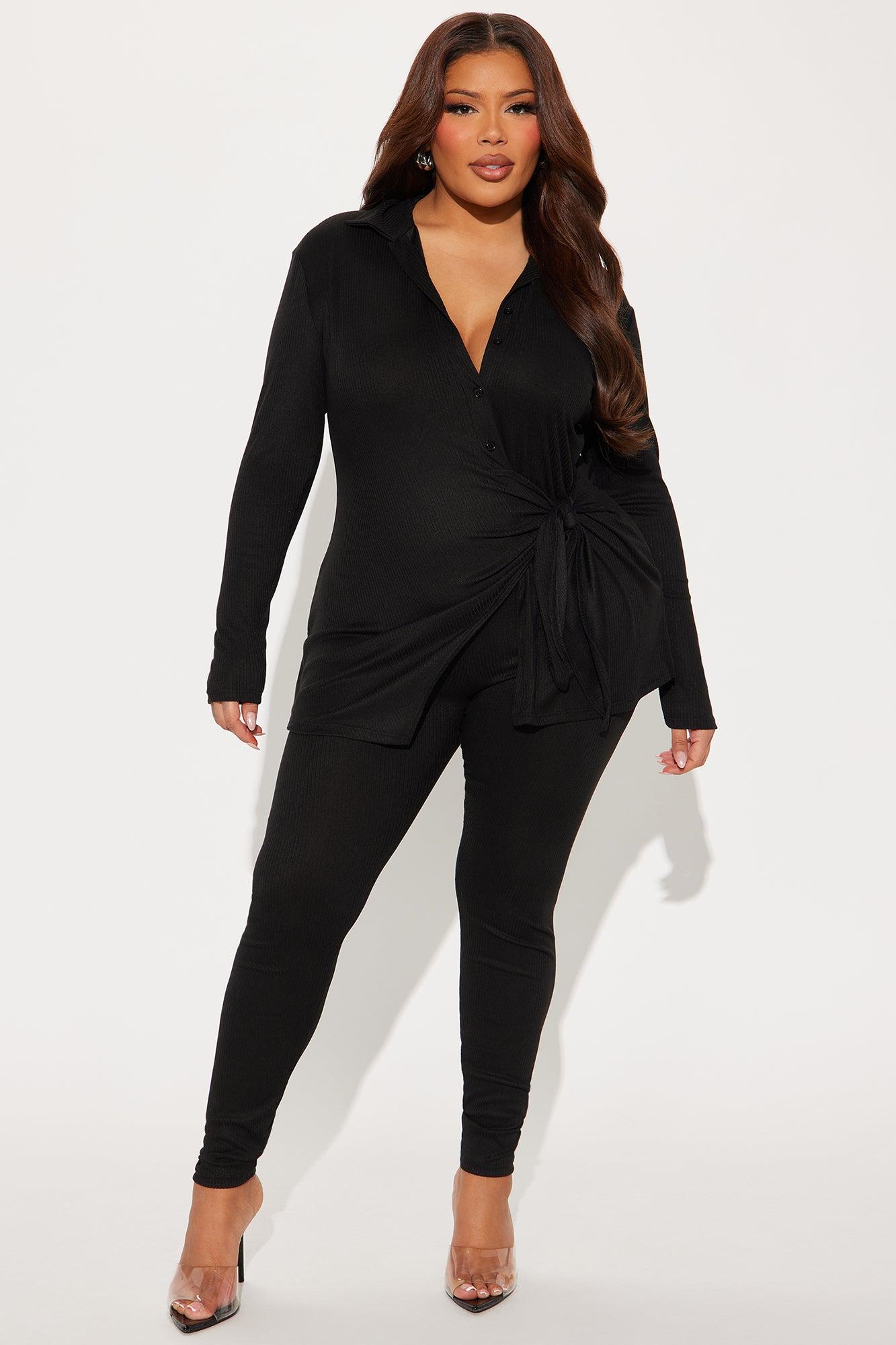 Melissa Ribbed Legging Set - Black Product Image