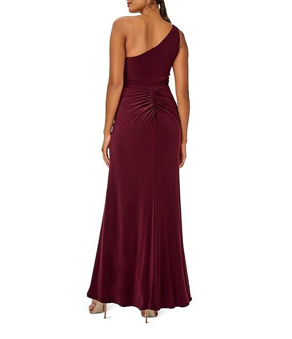 Adrianna Papell Stretch One Shoulder Sleeveless Twisted Front Draped Gown Product Image