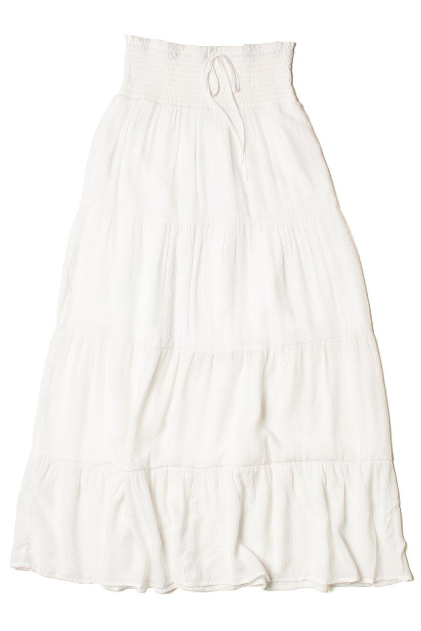 White Smocked Waist Maxi Skirt Product Image