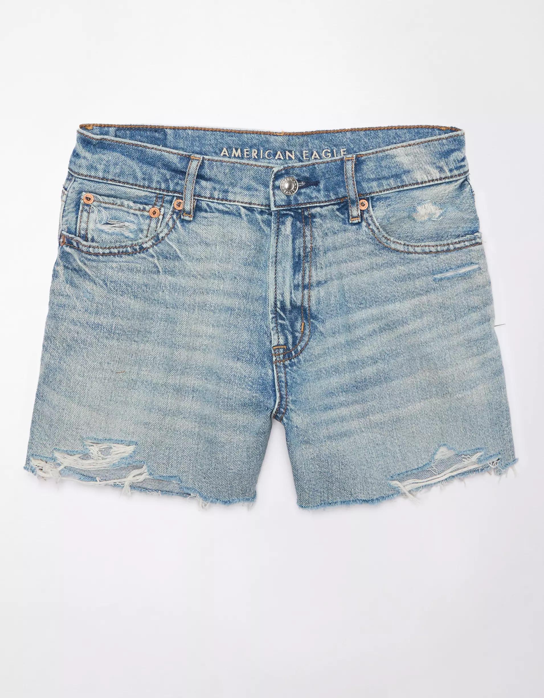 AE Strigid Super High-Waisted Relaxed Ripped Denim Short Product Image