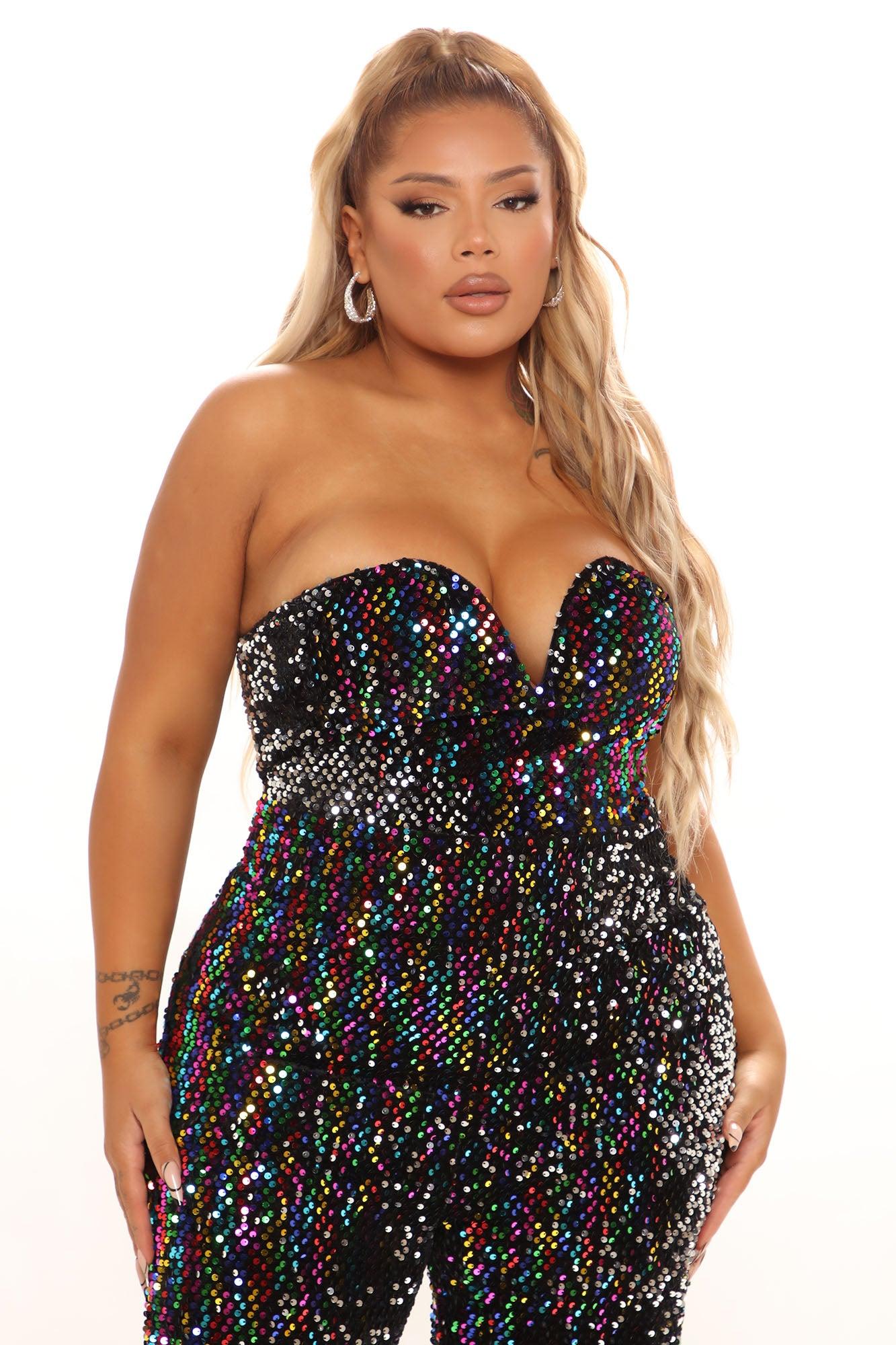 Sequin Party Jumpsuit - Black/combo Product Image