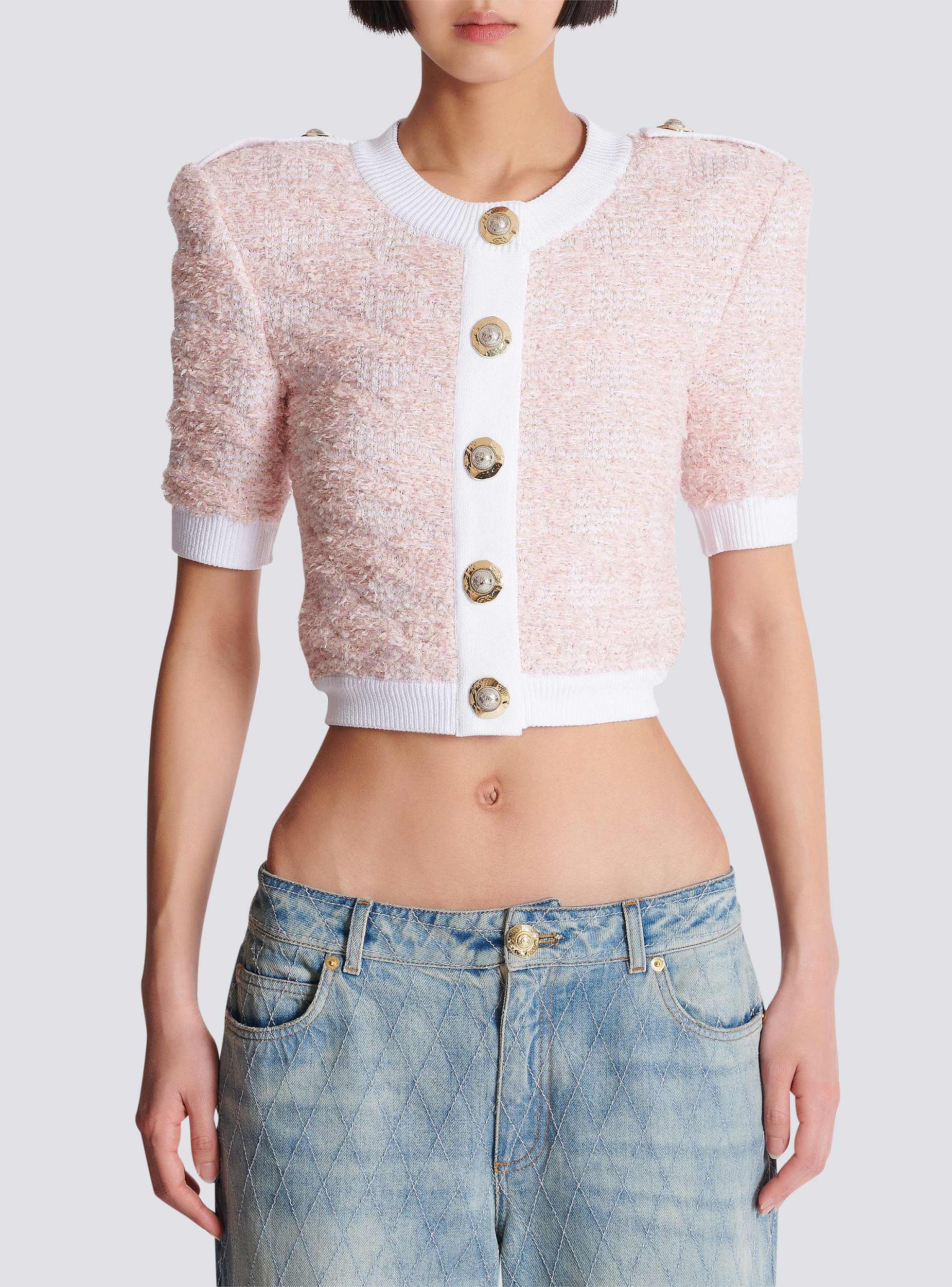 Short-sleeved knit cardigan Product Image