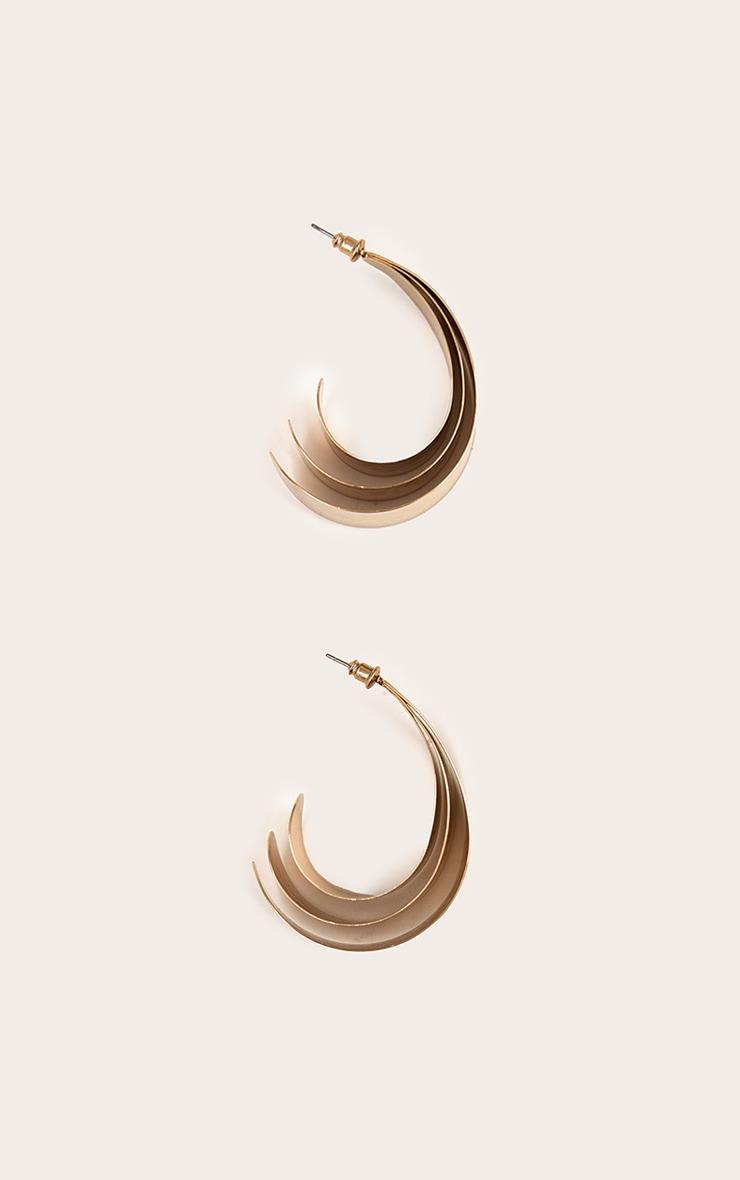 Gold Smooth Multi Layered Hoop Earrings Product Image